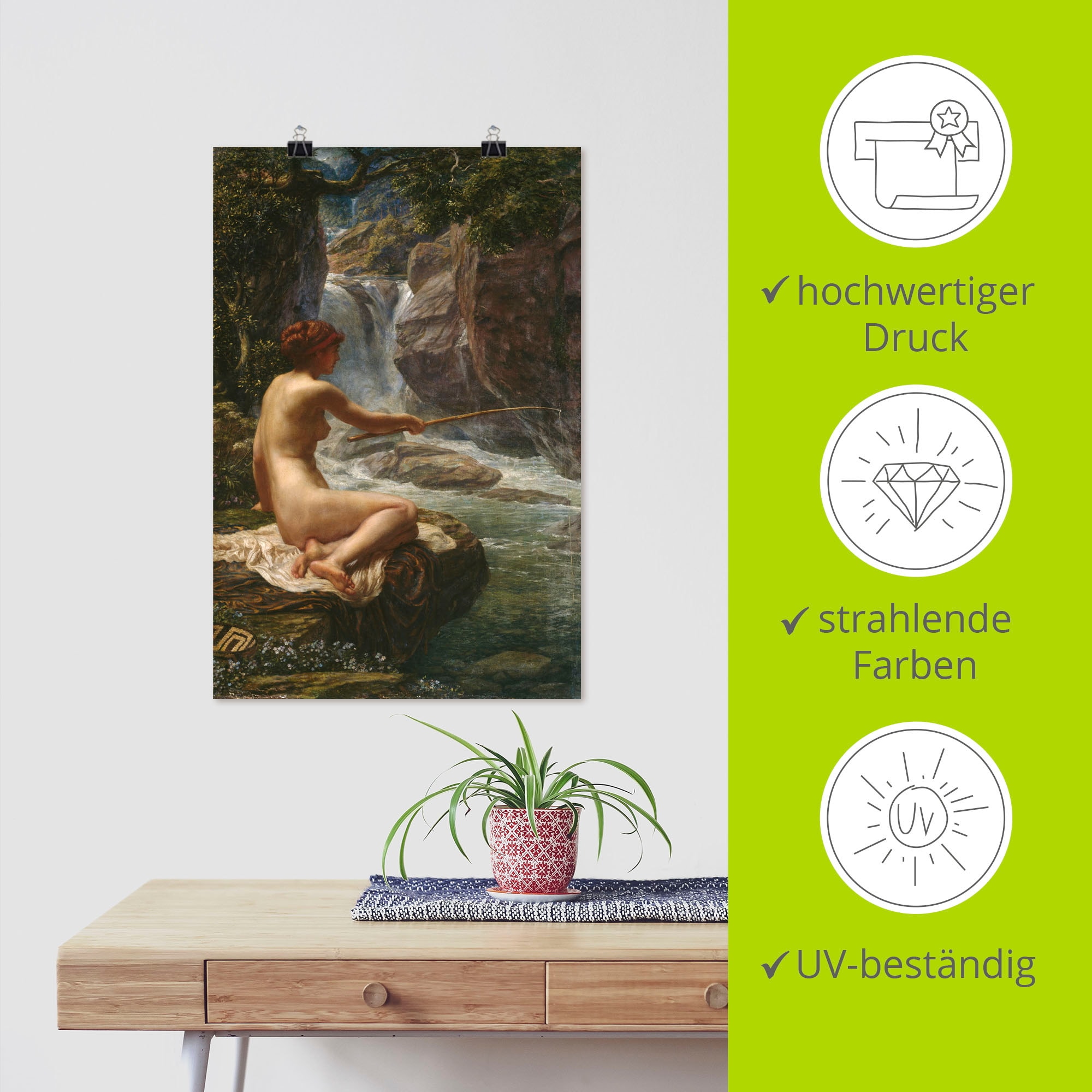 Artland Kunstdruck »Flussnymphe, 1914.«, Bilder von Frauen, (1 St.), als Alubild, Leinwandbild, Wandaufkleber oder Poster in versch. Grössen