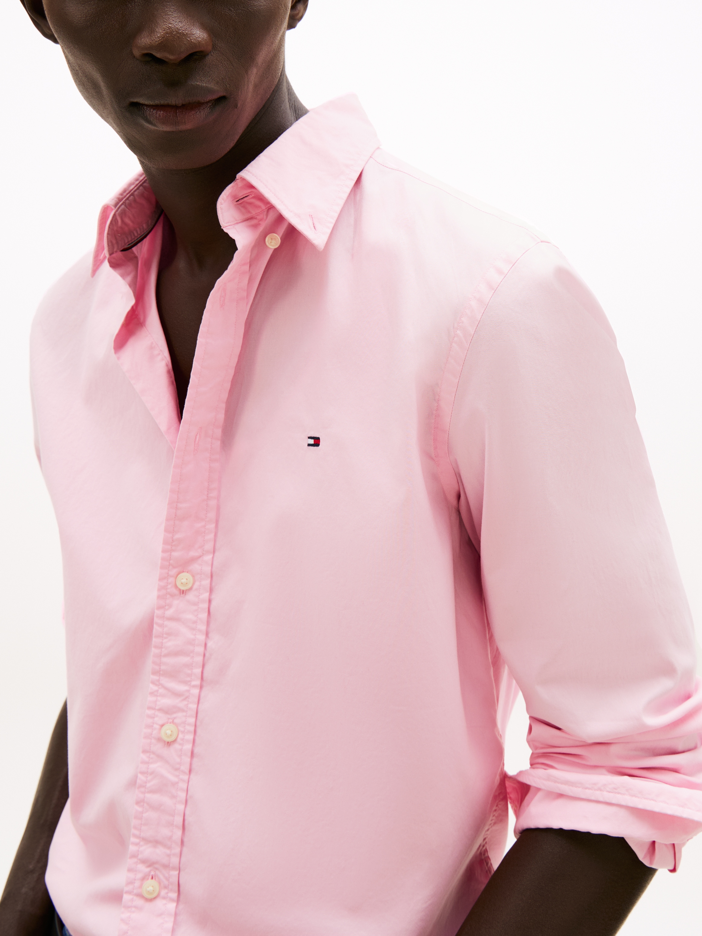 Tommy Hilfiger Businesshemd »FLEX POPLIN SOLID RF SHIRT mit Button-down und Rückenfalte«, unifarben, klassisch, regular fit, Baumwolle, Kragen