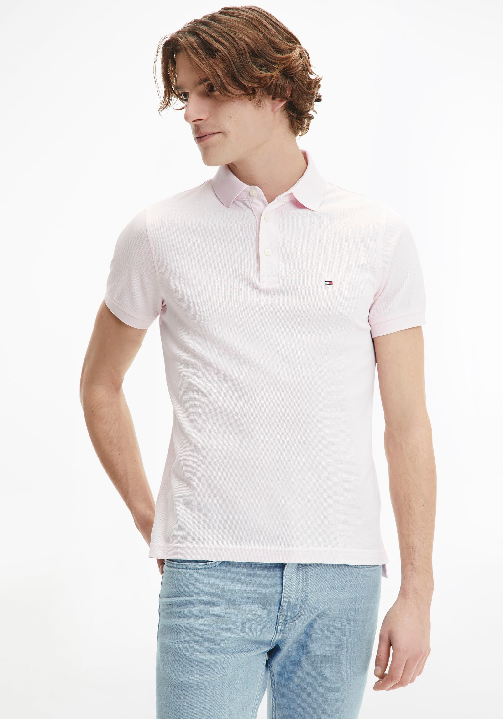 Tommy Hilfiger Poloshirt "1985 SLIM POLO" Markenstickerei, aus Baumwoll-Piqué