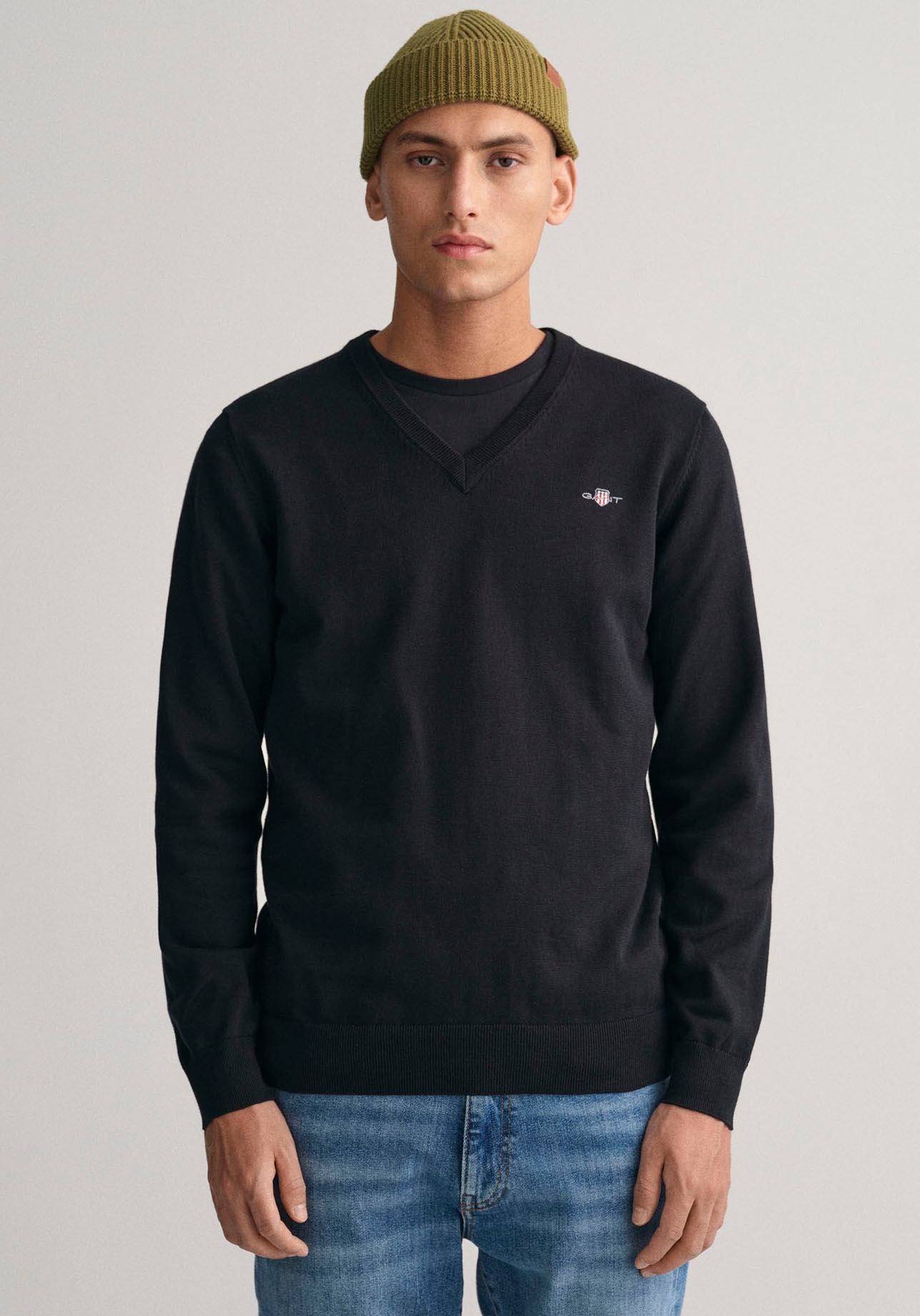 Gant V-Ausschnitt-Pullover »Classic Cotton V-Neck«, Premium Strickjersey aus weicher 100% Baumwolle, Übergangspullover