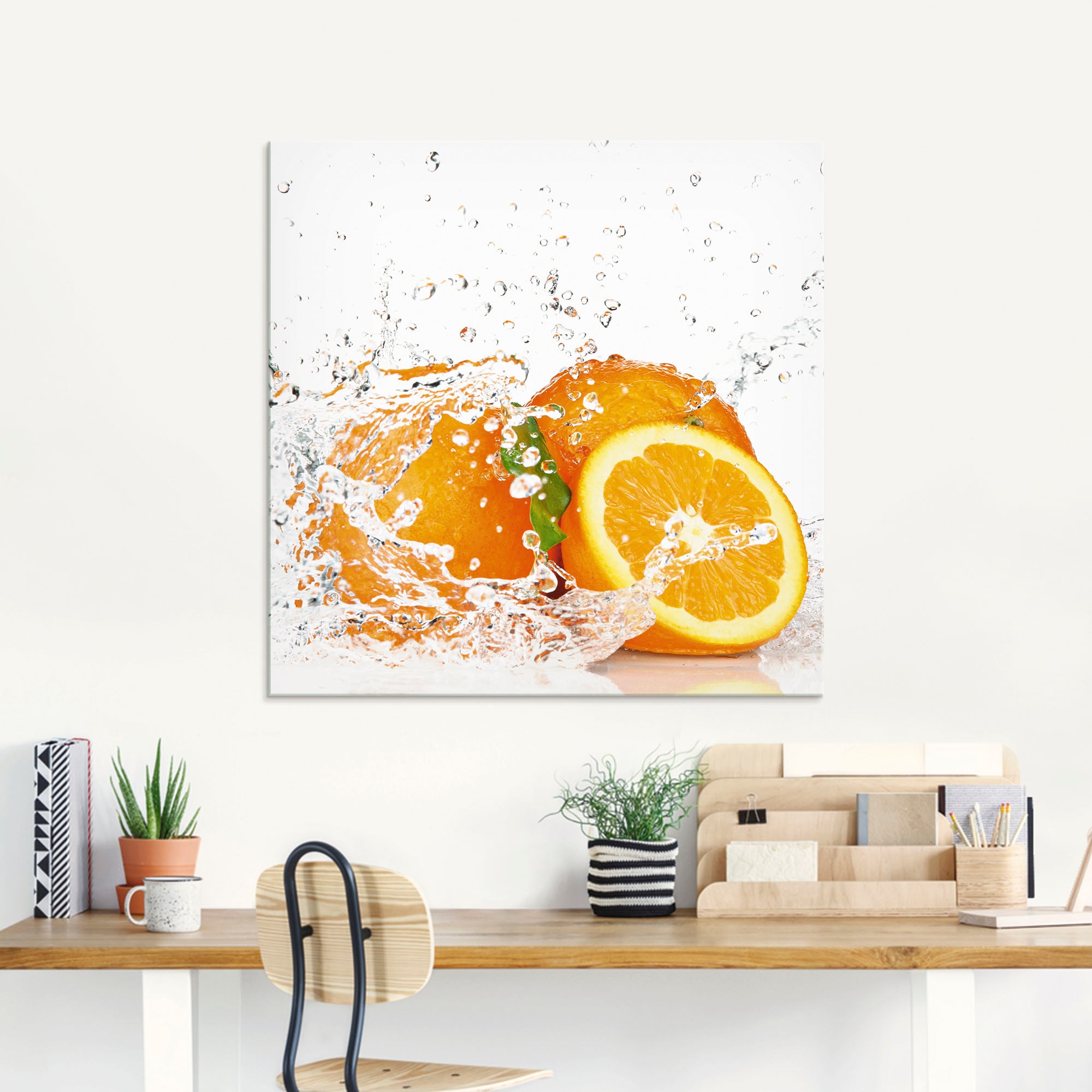 Artland Glasbild »Orange mit Spritzwasser«, Süssspeisen, (1 St.), in verschiedenen Grössen