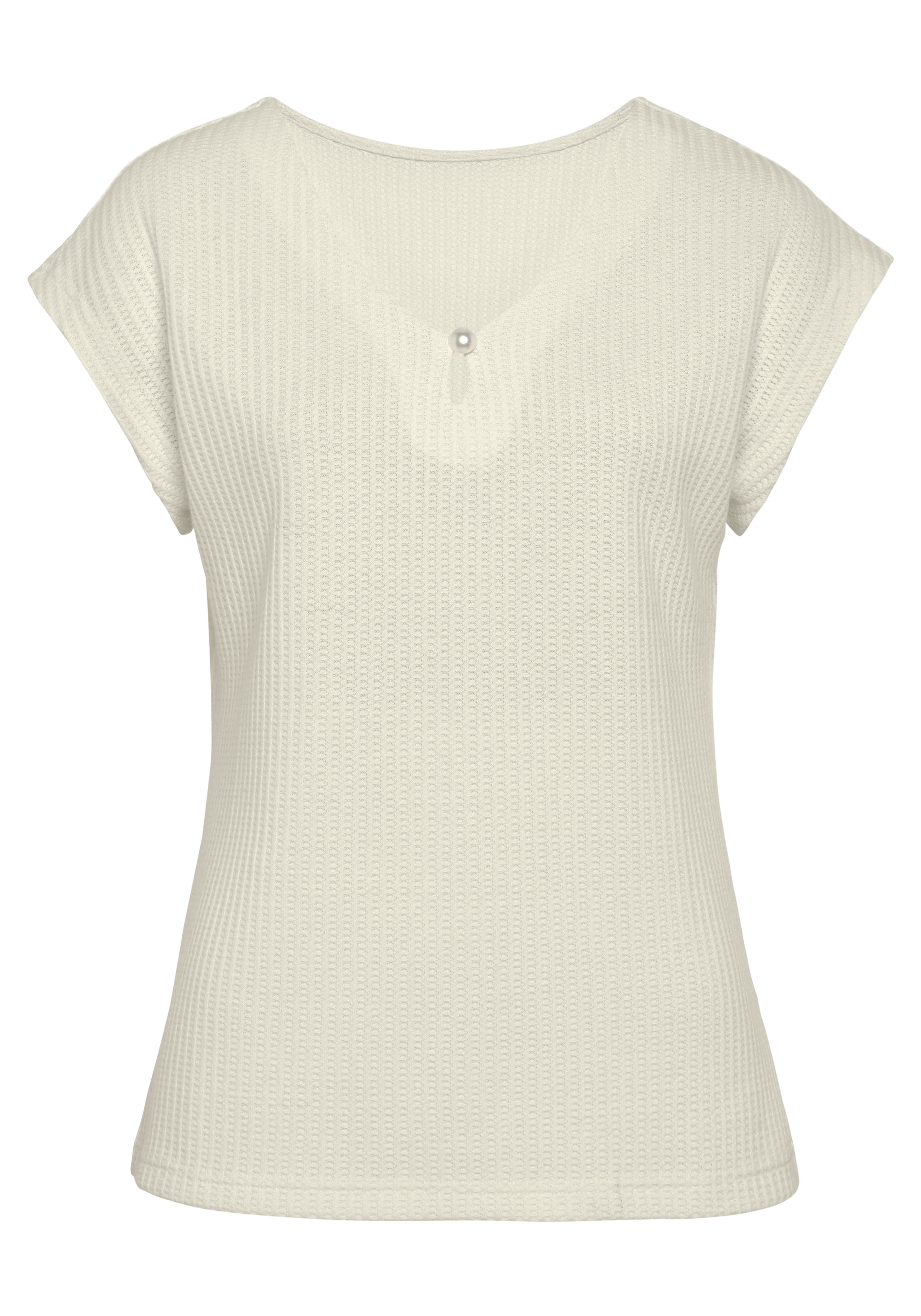 LASCANA T-Shirt, (Packung, 2 tlg.), mit Zierperle am Ausschnitt