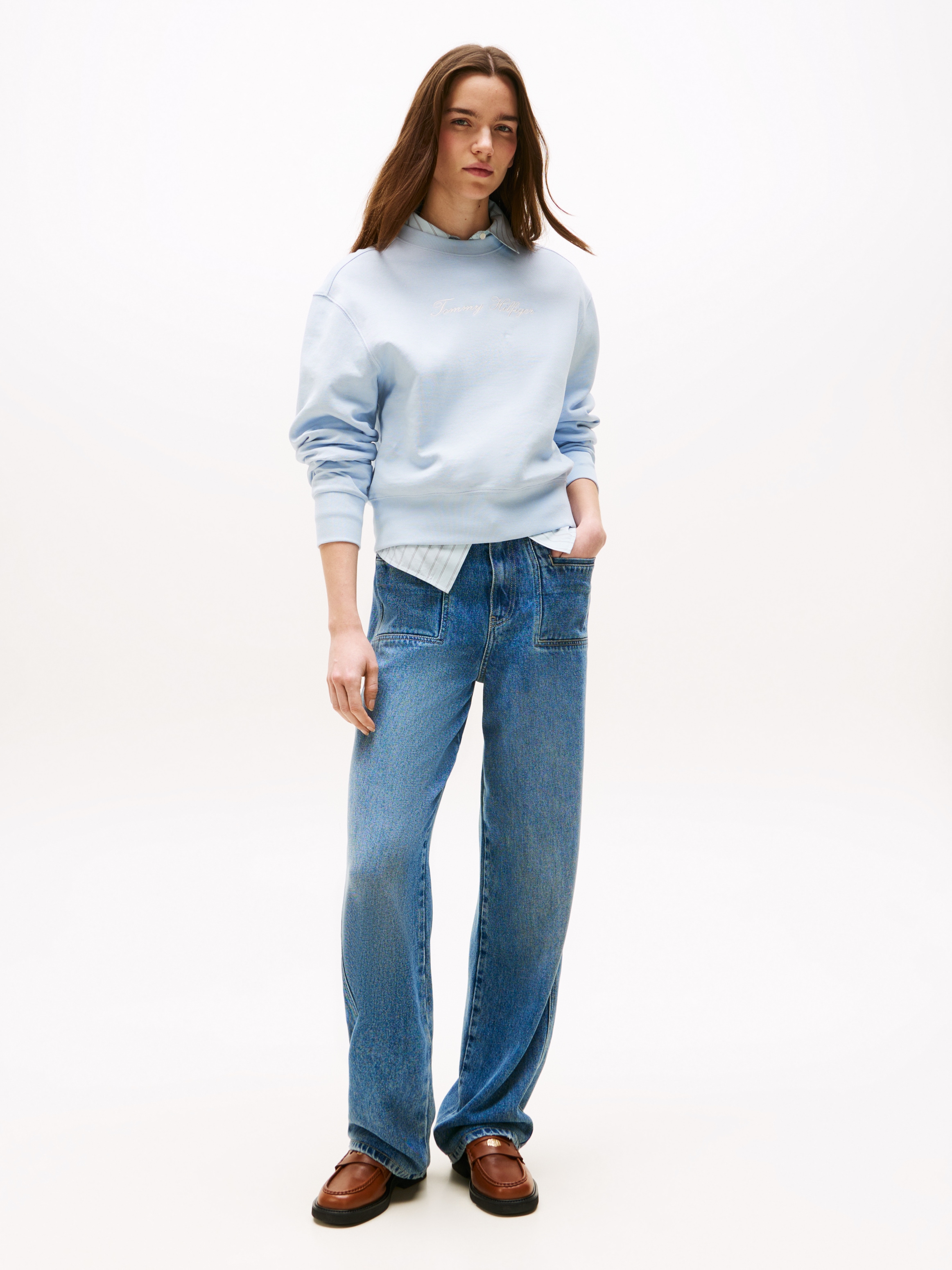 Tommy Hilfiger Sweatshirt »SCRIPT REG PIQUE SWTSHRT«, mit Tommy Hilfiger Script Logo-Schriftzug