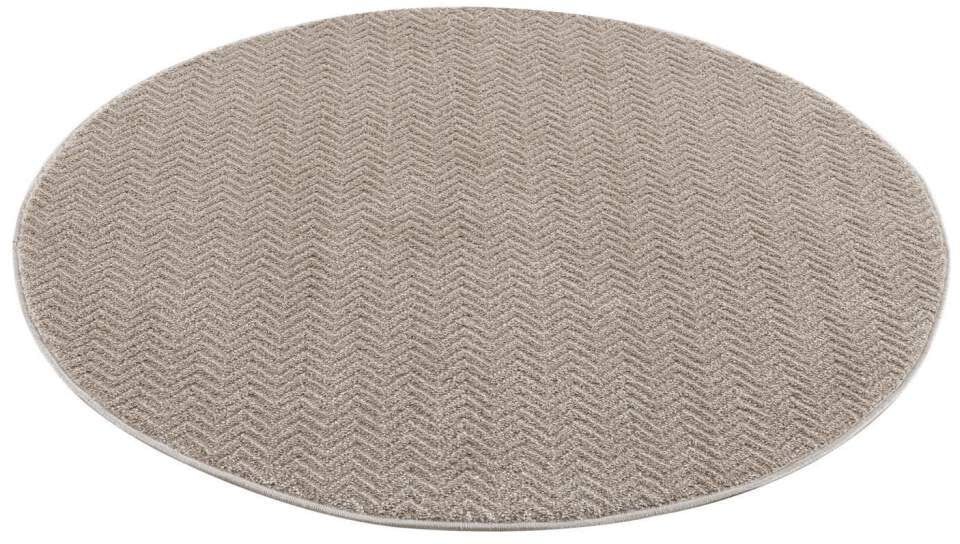 Carpet City Teppich »Friseé-Teppich FANCY805«, rund, 12 mm Höhe, Kurzflor, Einfarbig, 3D-Optik, Zickzack Look