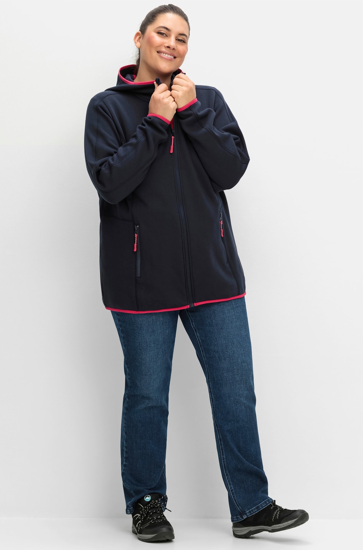 Sheego Fleecejacke, mit Kapuze
