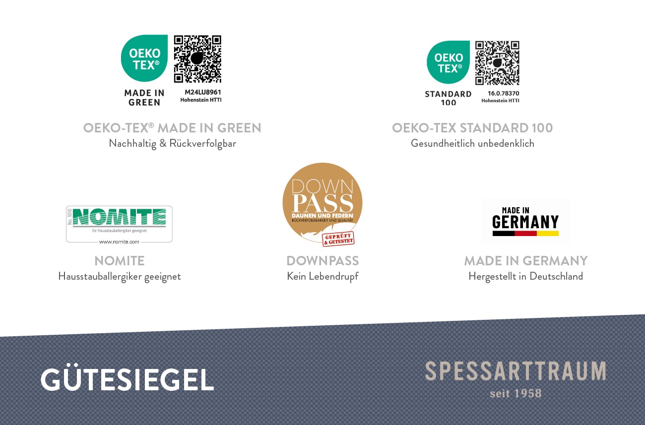 SPESSARTTRAUM 3-Kammer-Kopfkissen »Exklusiv«, Füllung: 90% Daunen / 10% Federn (Aussenkammern) und 100% Federn (Innenkammer), Bezug: feiner Daunenbatist, 100% Baumwolle, (1 St.), Kissen vom Hohenstein Institute ausgezeichnet