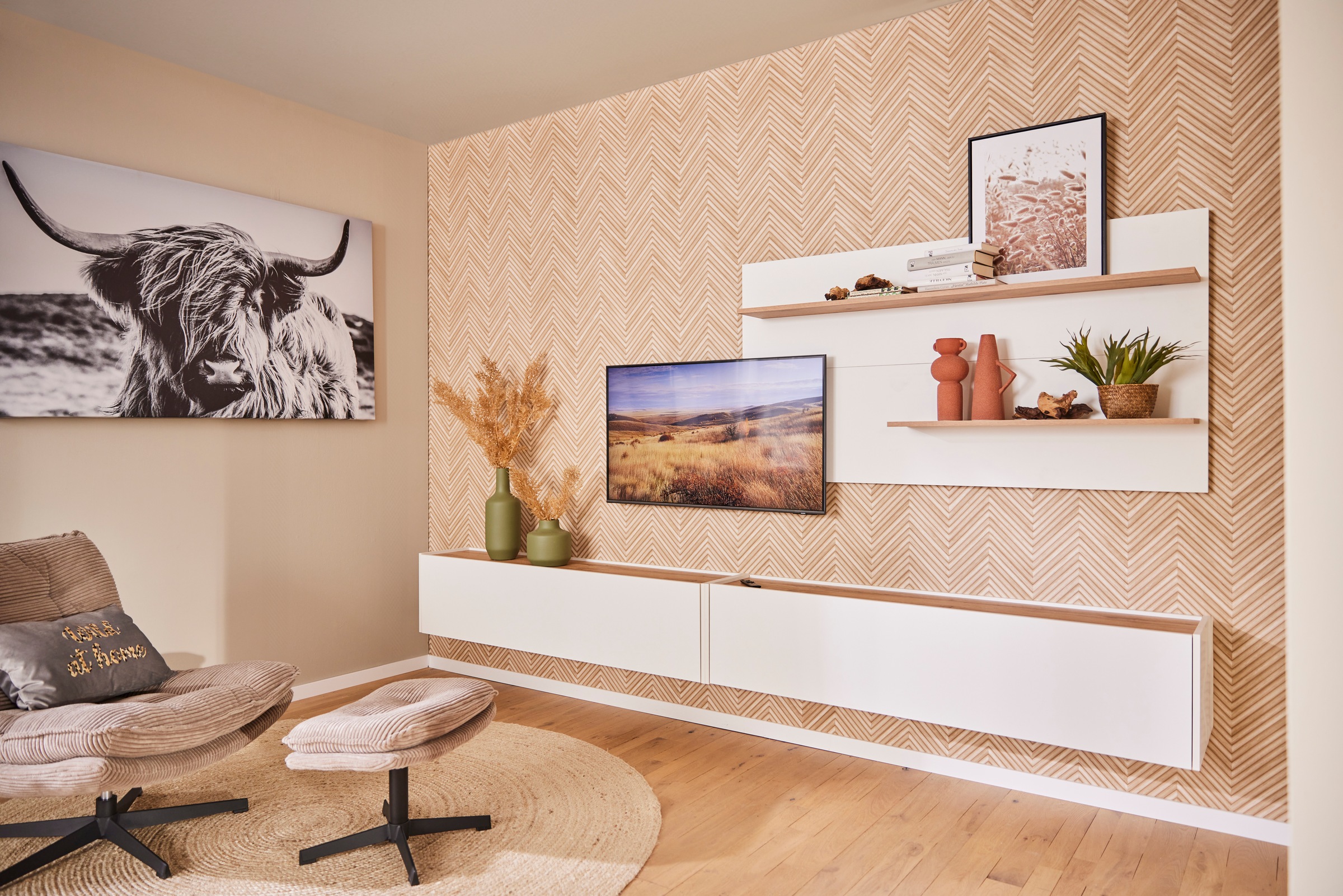 INOSIGN Wohnwand »City/Giron, moderne Anbauwand, Komplettset in vielen Farben verfügbar«, (Set, 3 St.), enthält zwei Hängeschränke & ein Wandpaneel