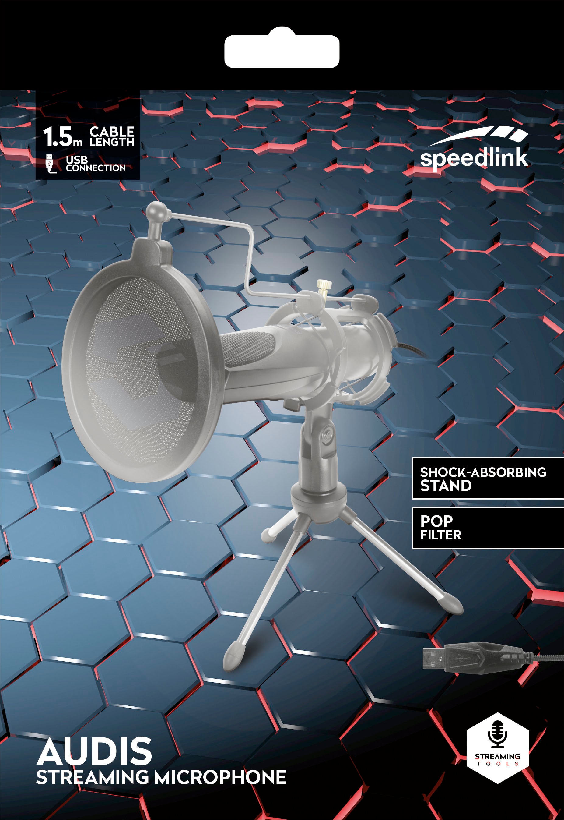 Speedlink Streaming-Mikrofon »AUDIS Desktop USB Standmikrofon für PC«, Gaming Mikrofon mit Ständer und Popfilter