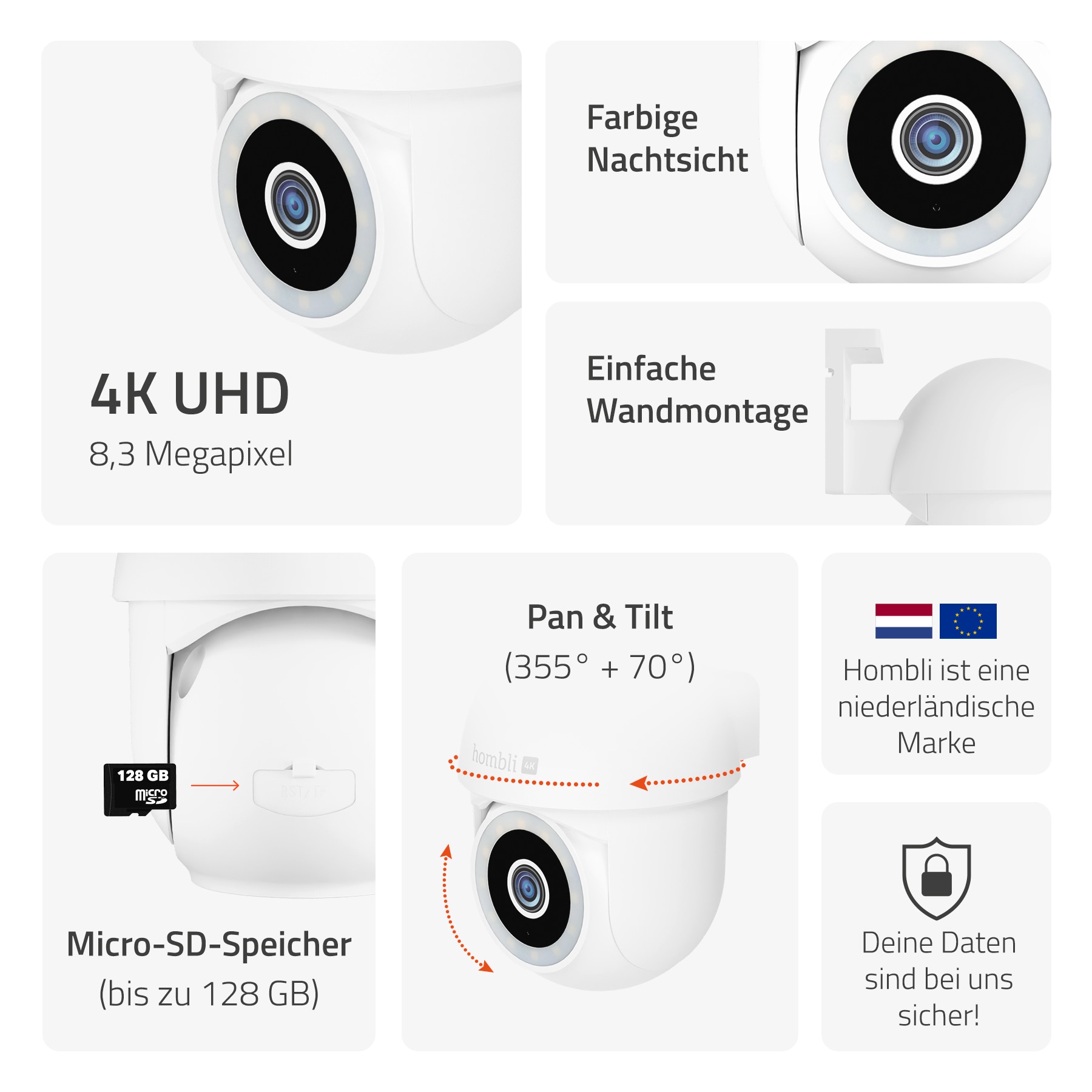 Hombli Überwachungskamera »Pan & Tilt Cam 4K«, Aussenbereich