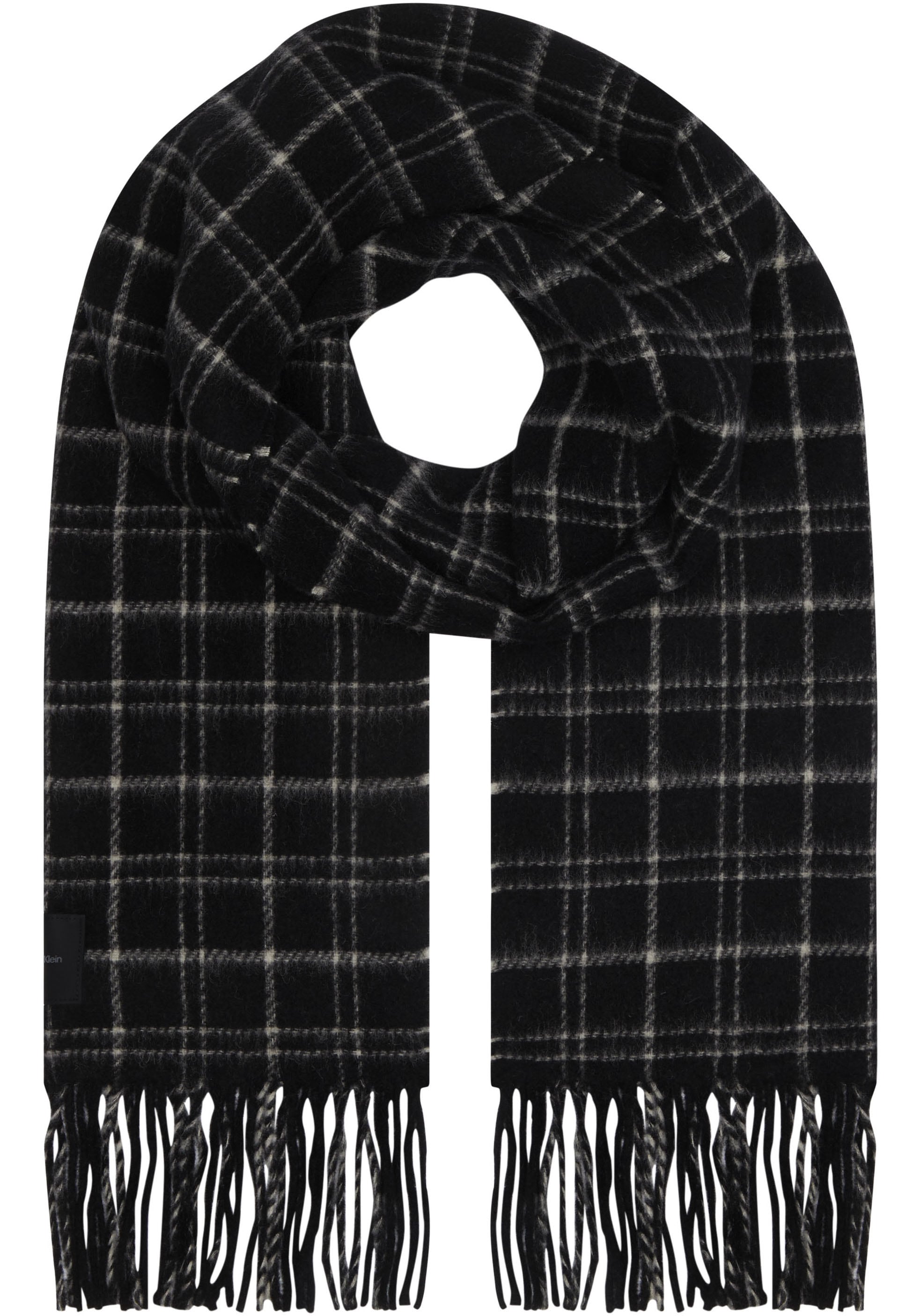 Calvin Klein Schal »MINI CHECK WOOL SCARF«, mit Logopatch