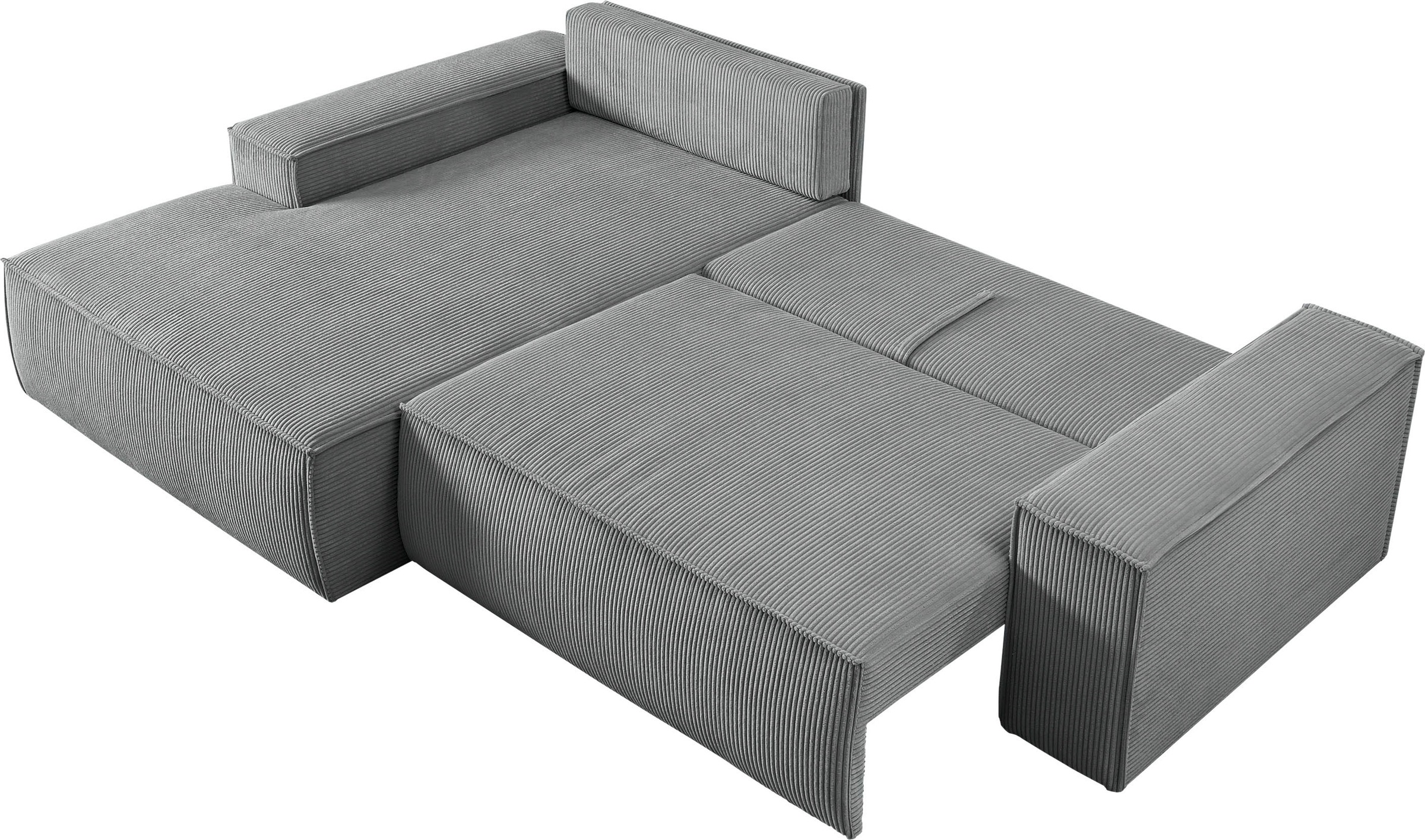 Home affaire Ecksofa SHERWOOD Schlafsofa 267 cm, L-Form, Schlaffunktion mit Bettkasten (210x136 cm), Cord, Vintage, Samtvelours