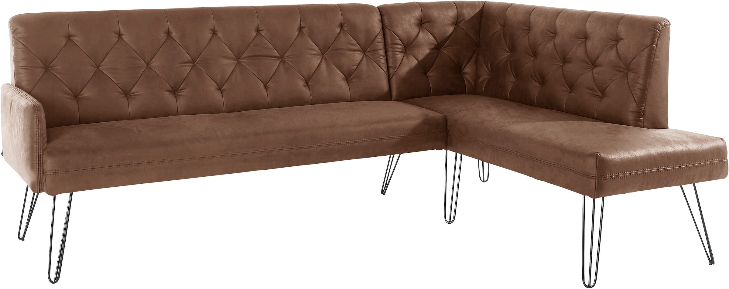 exxpo - sofa fashion Eckbank »Doppio, Chesterfield Optik, komfortabel und bequem, hohe Designfüsse«, Frei im Raum stellbar