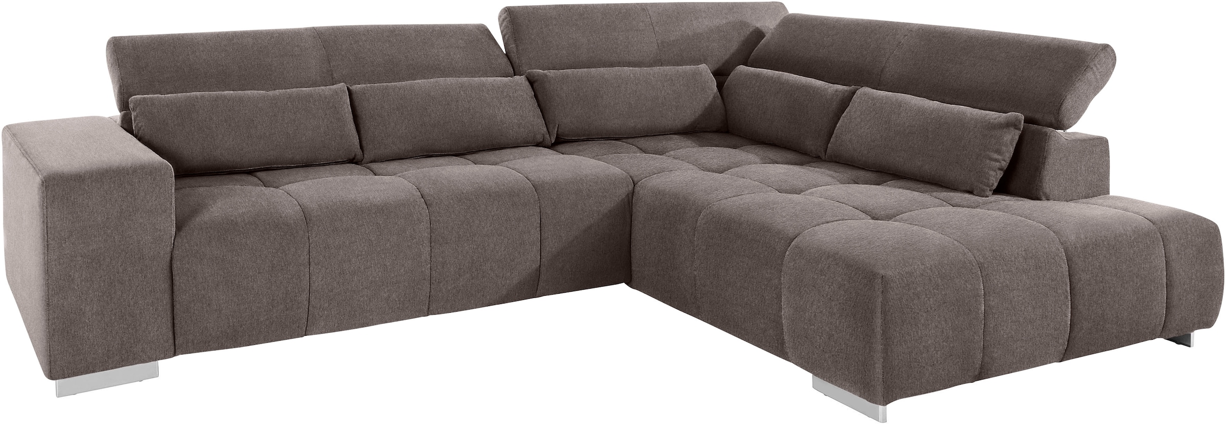 COTTA Ecksofa »Orion L-Form«, mit Ottomane, inklusive verstellbarer Kopfstützen und 5 Nierenkissen