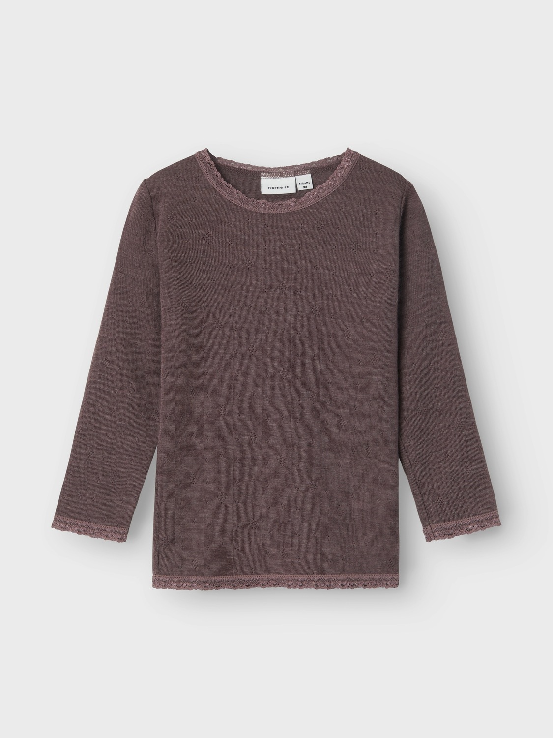 Name It Langarmshirt »NMFWANG WOOL NEEDLE LS TOP SOLID NOOS«, aus reiner Merinowolle