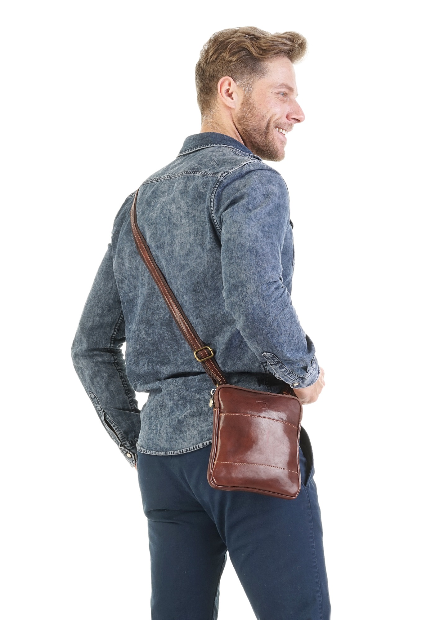 Piké Umhängetasche, echt Leder, Made in Italy