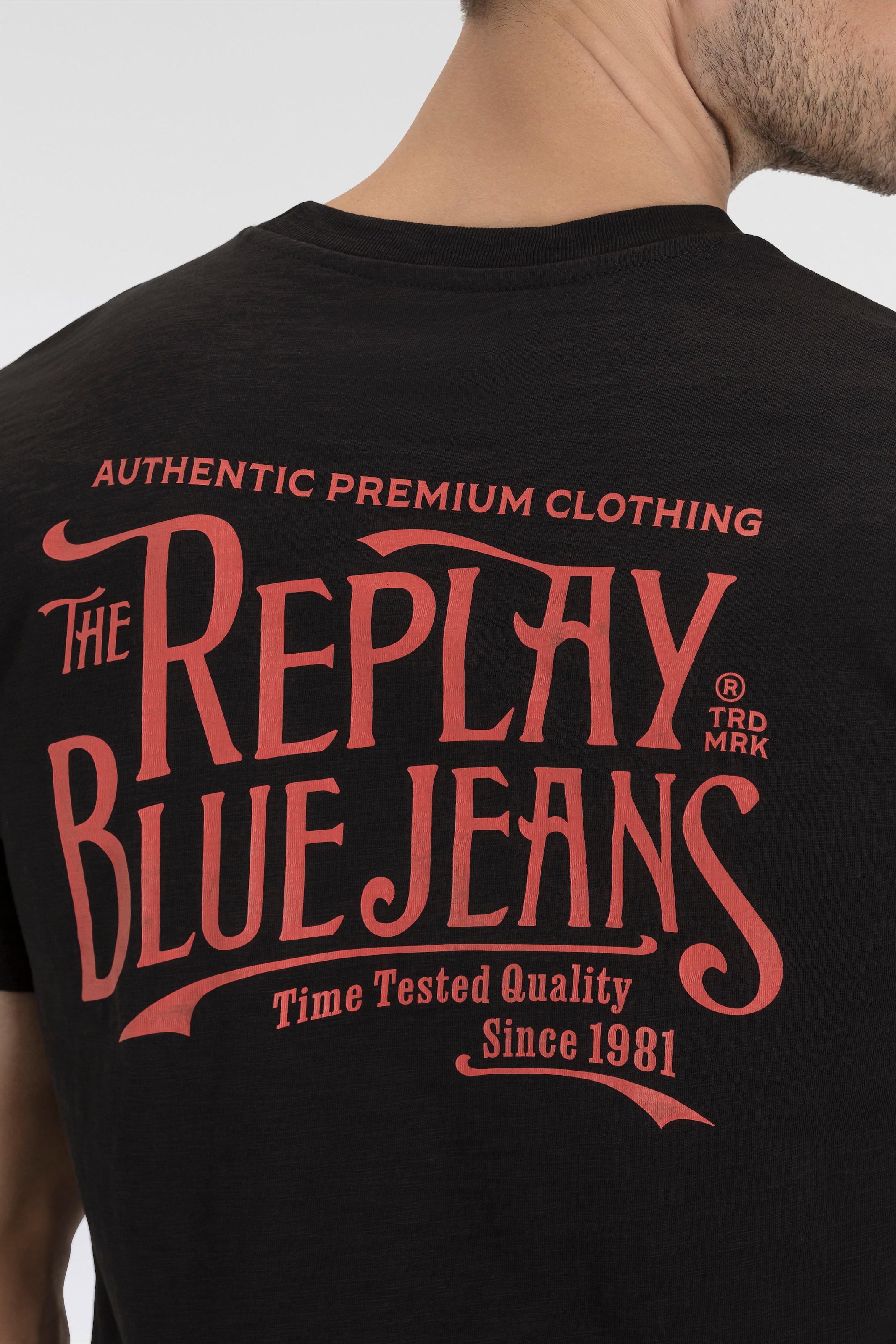 Replay T-Shirt, mit Rückenprint