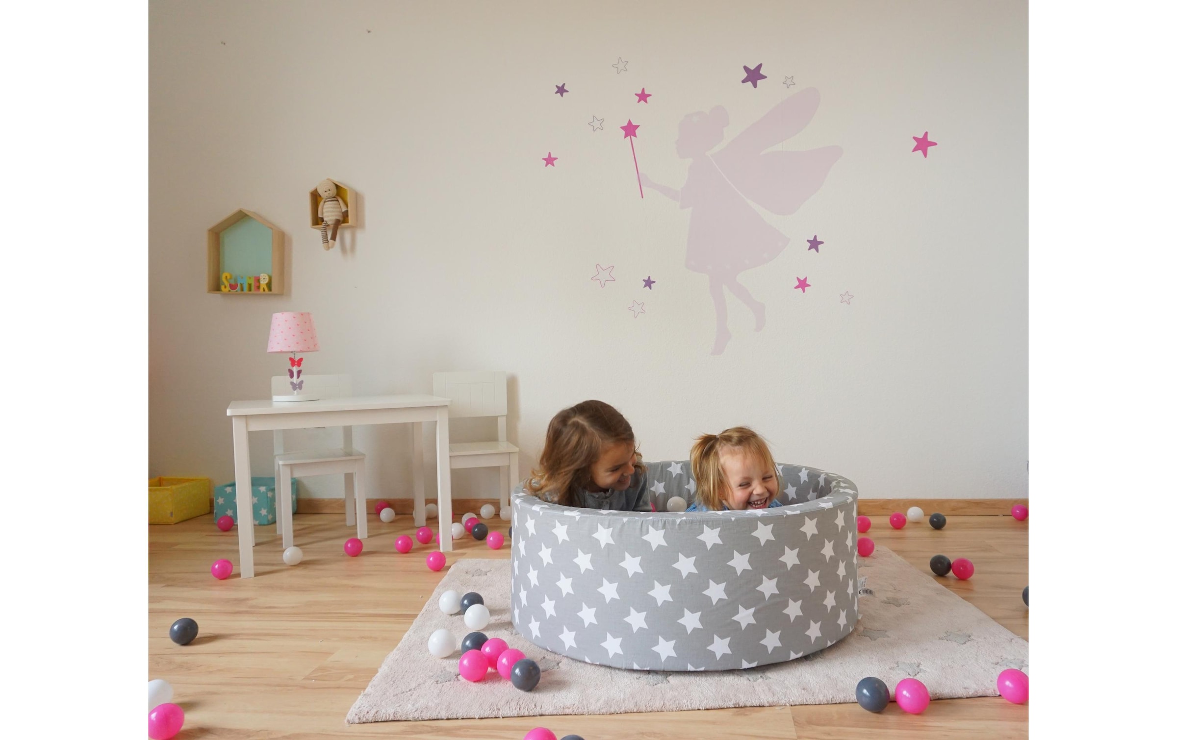 Knorrtoys® Bällebad »Grey White Stars 300 Bälle creme/grey/rose«