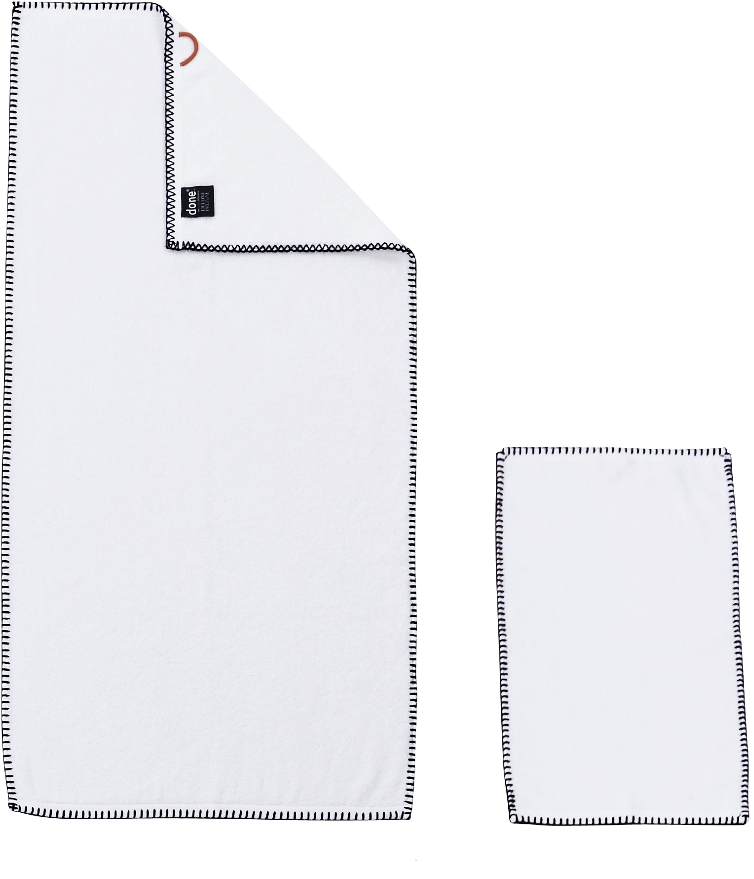done.® Handtuch Set »Deluxe Prime«, (Set, 4 St., 2 Gästetücher (30x50 cm)-2 Handtücher (50x100 cm), mit einfassender Ziernaht in schwarz