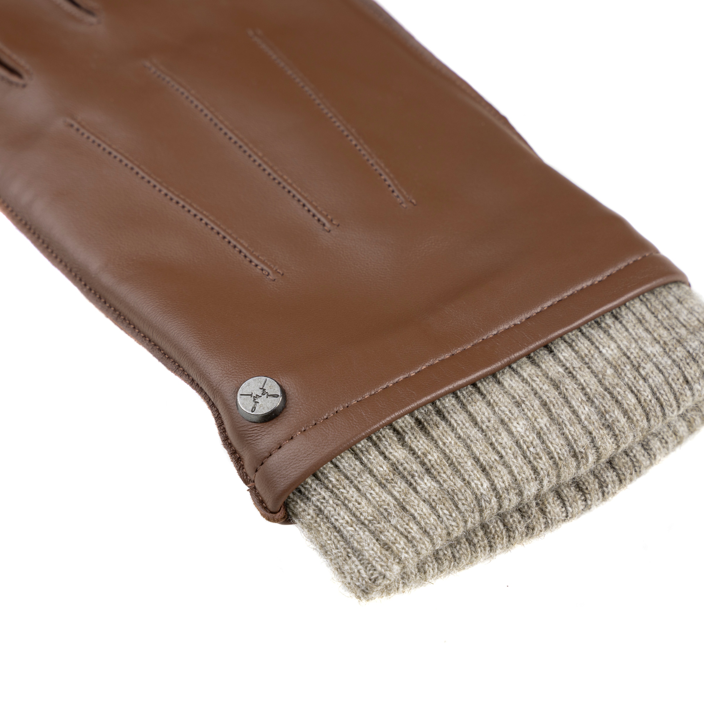PEARLWOOD Lederhandschuhe »JACKSON«, (1 Paar), Strickbündchen, dekorative Ziernähte, weiches Fleecefutter