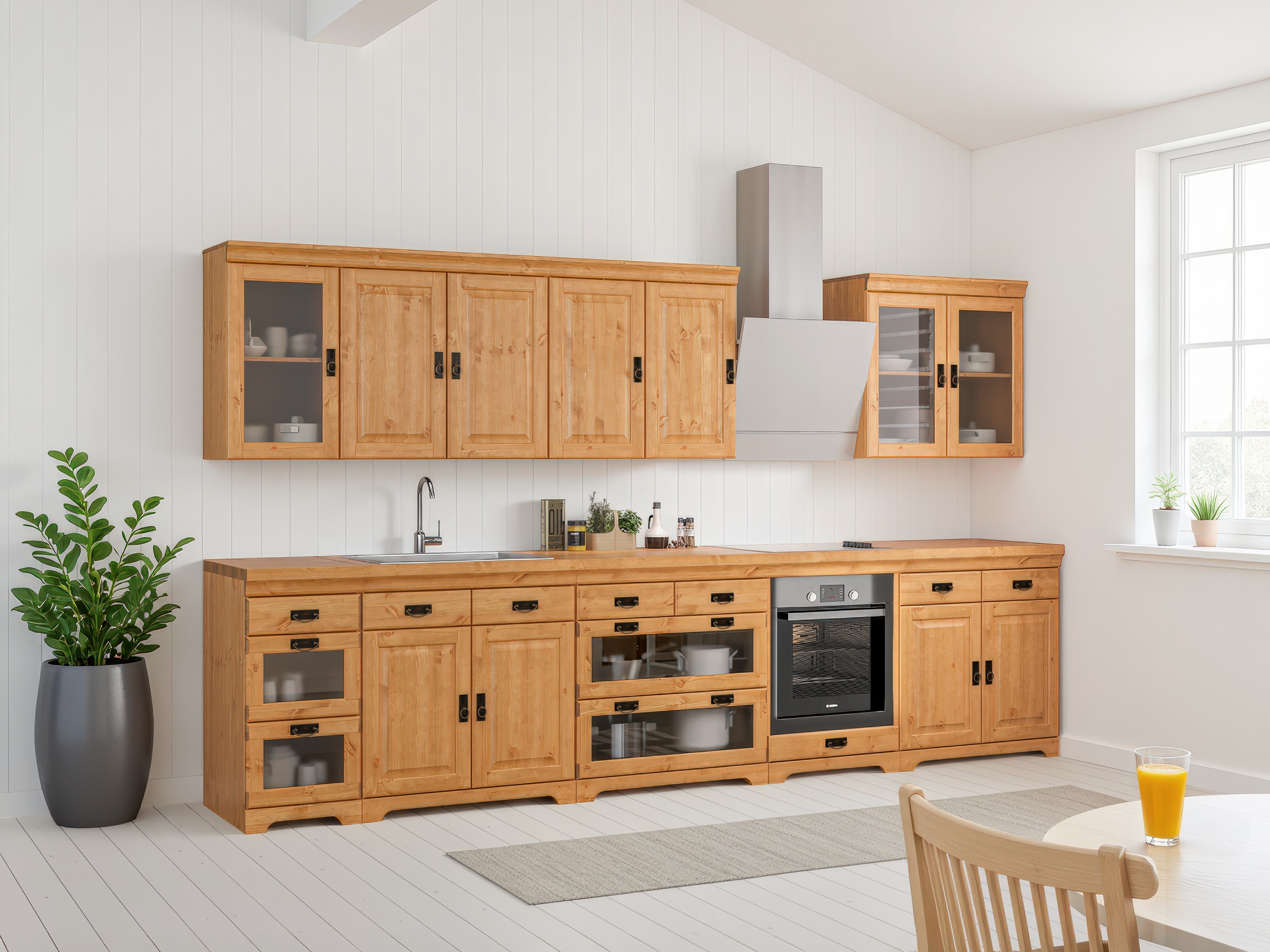 OTTO home Unterschrank "Rügen" Breite 40 cm, Kiefer massiv, Schubkästen mit Glaseinsatz