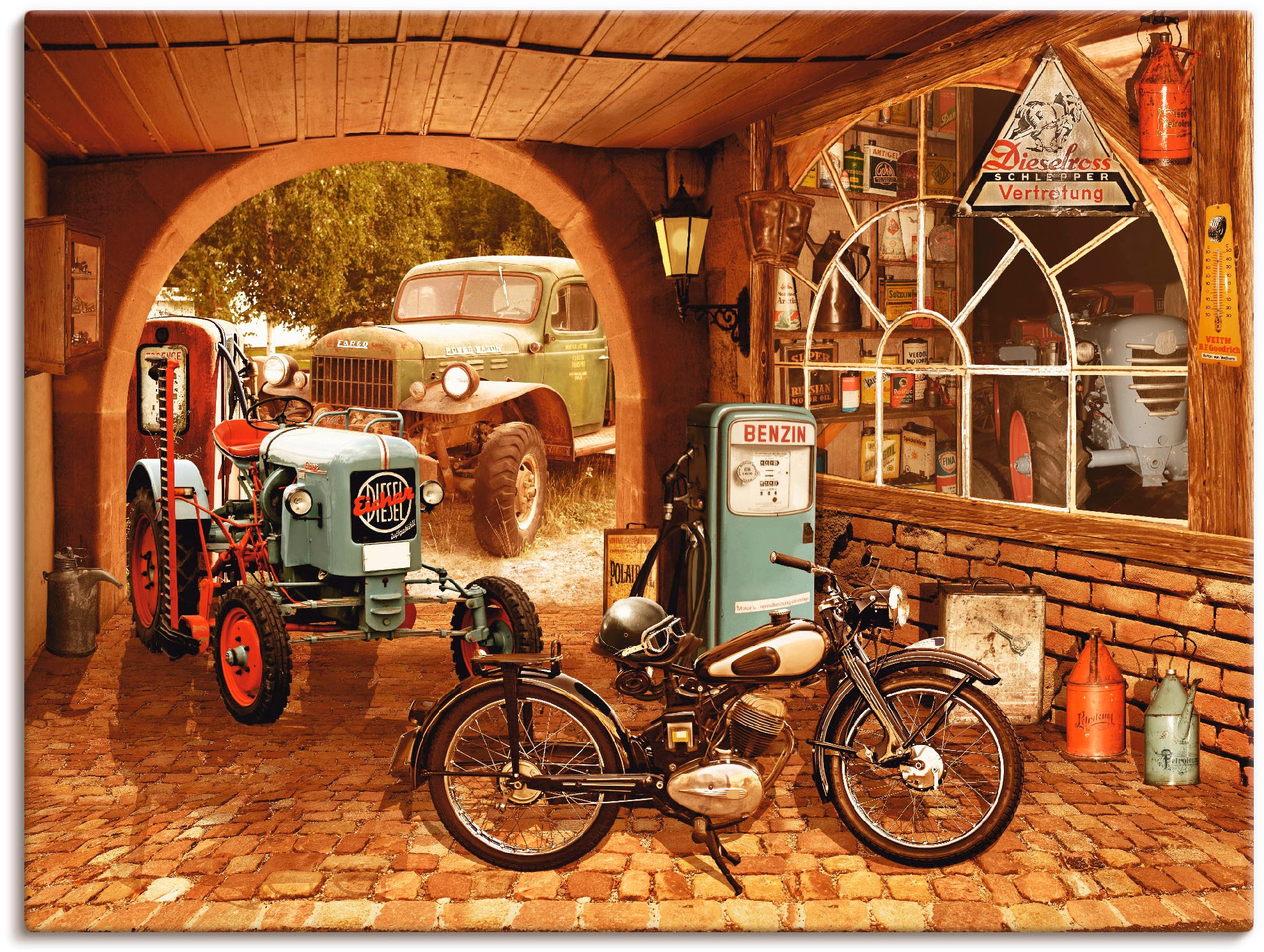ANY IMAGE Digitaldruck »Motorrad«, Rahmen: Buchenholz, Schwarz 