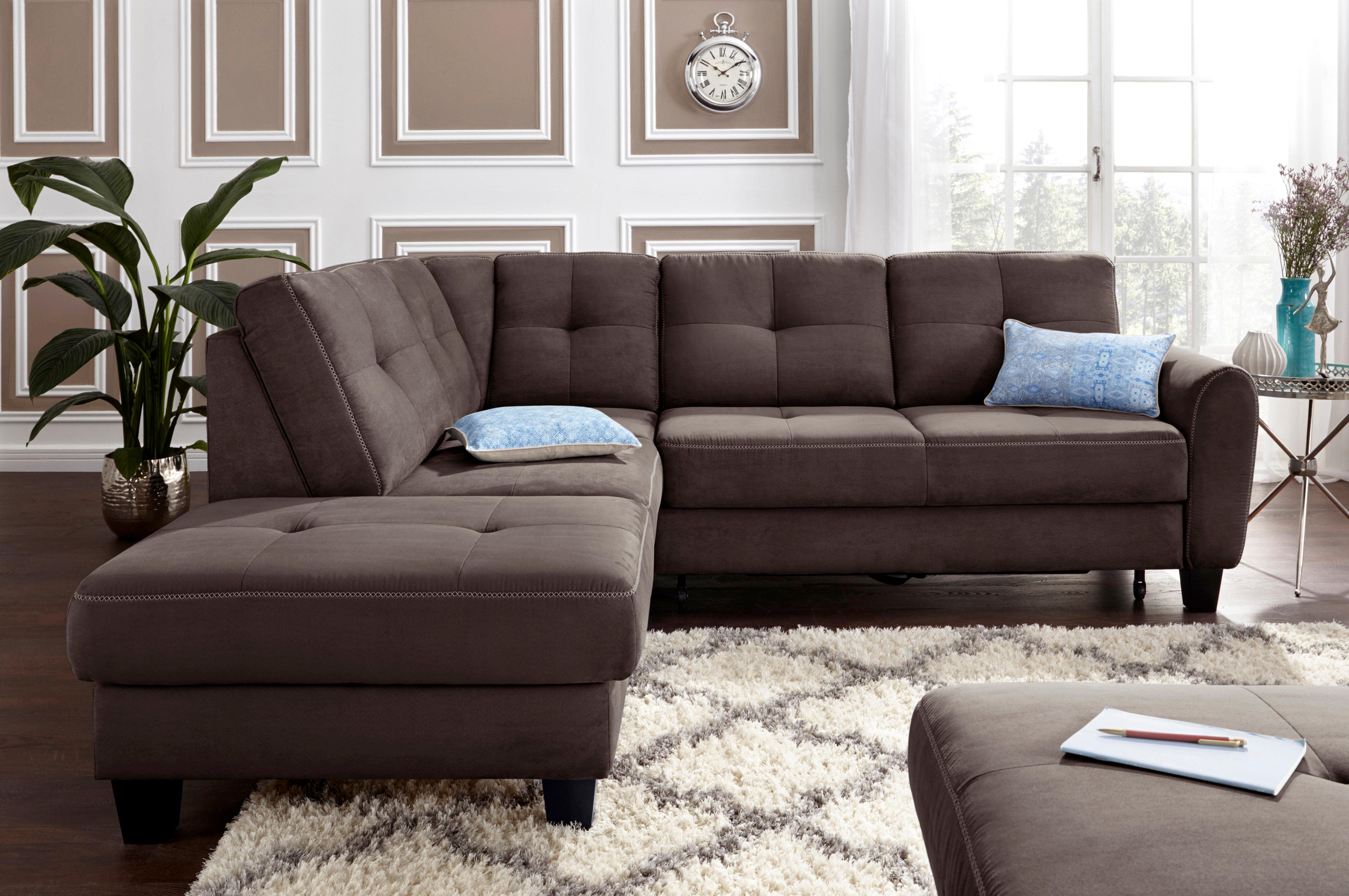 sit&more Ecksofa "Varese L-Form" mit Federkern, wahlweise mit Bettfunktion und Stauraum