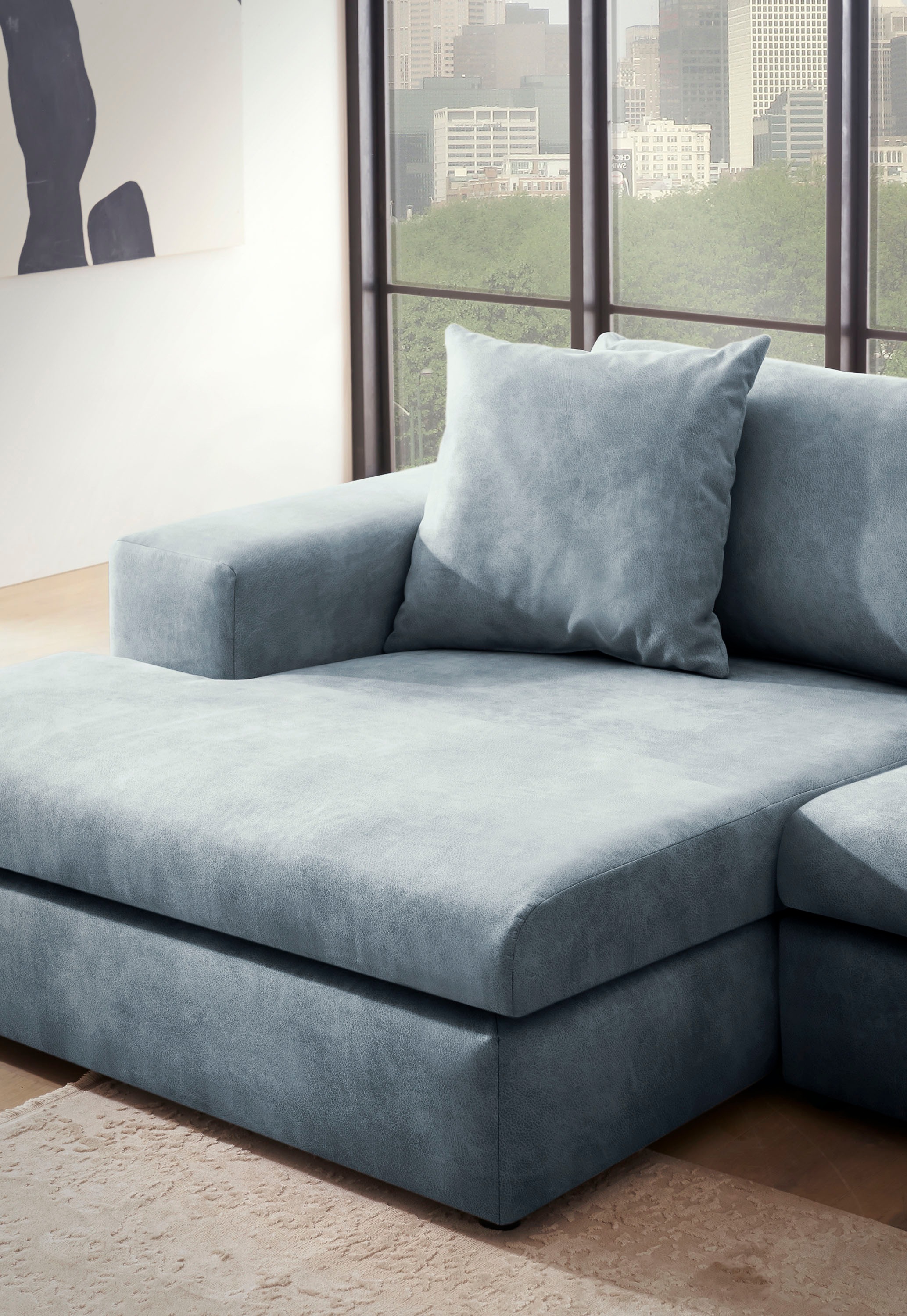 andas Ecksofa »SLEETLAND XXL in Samtvelours oder Vintage-Leder-Optik, L-Form,«, besonders gross und bequem