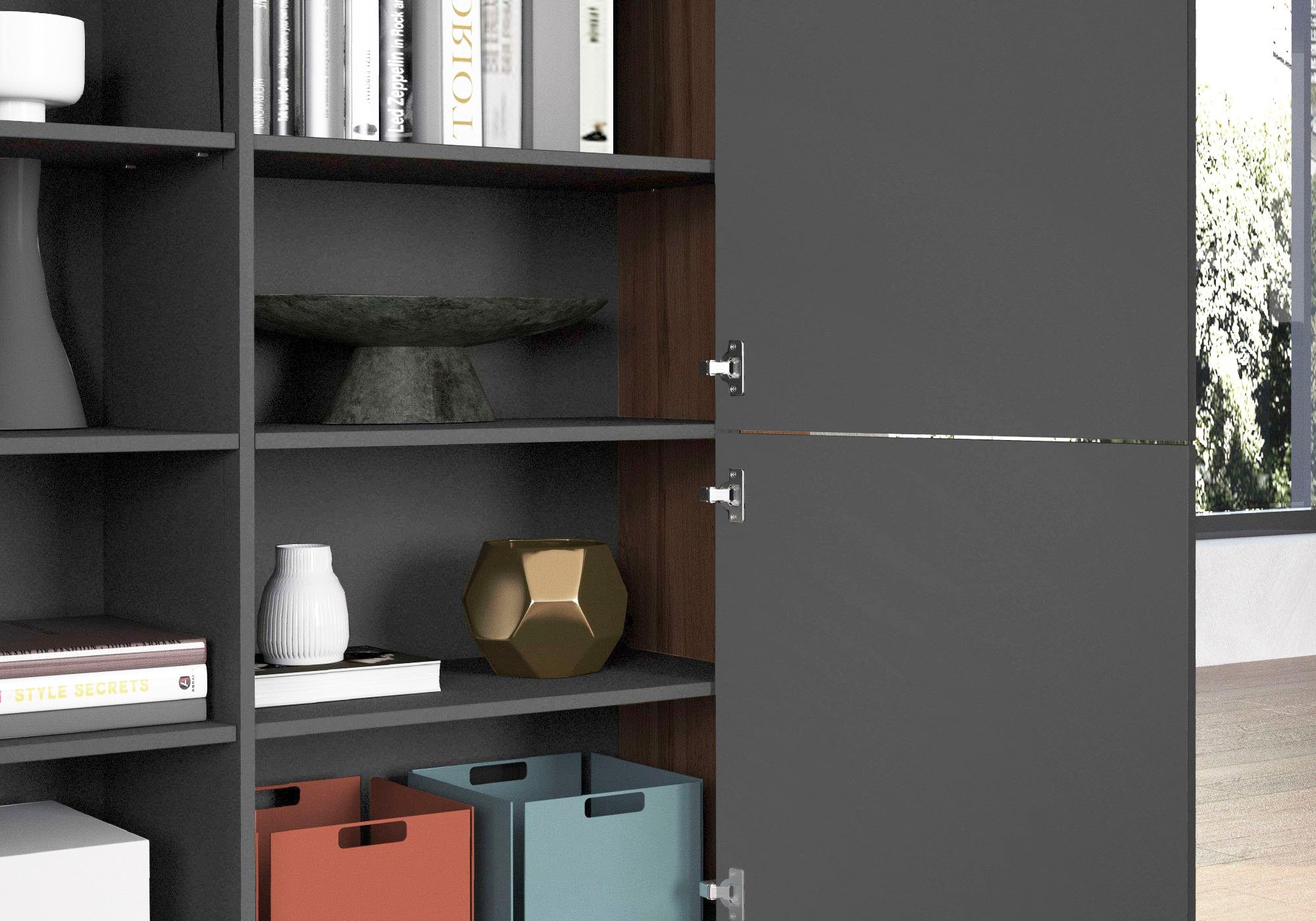 INOSIGN Highboard »CHRONOS Breite 140 cm mit 4 Türen und 8 Fächer 'Made in Italy'«, (1 St.), Hohes Sideboard, Kommode, Schrank, Grifflos mit Push to Open