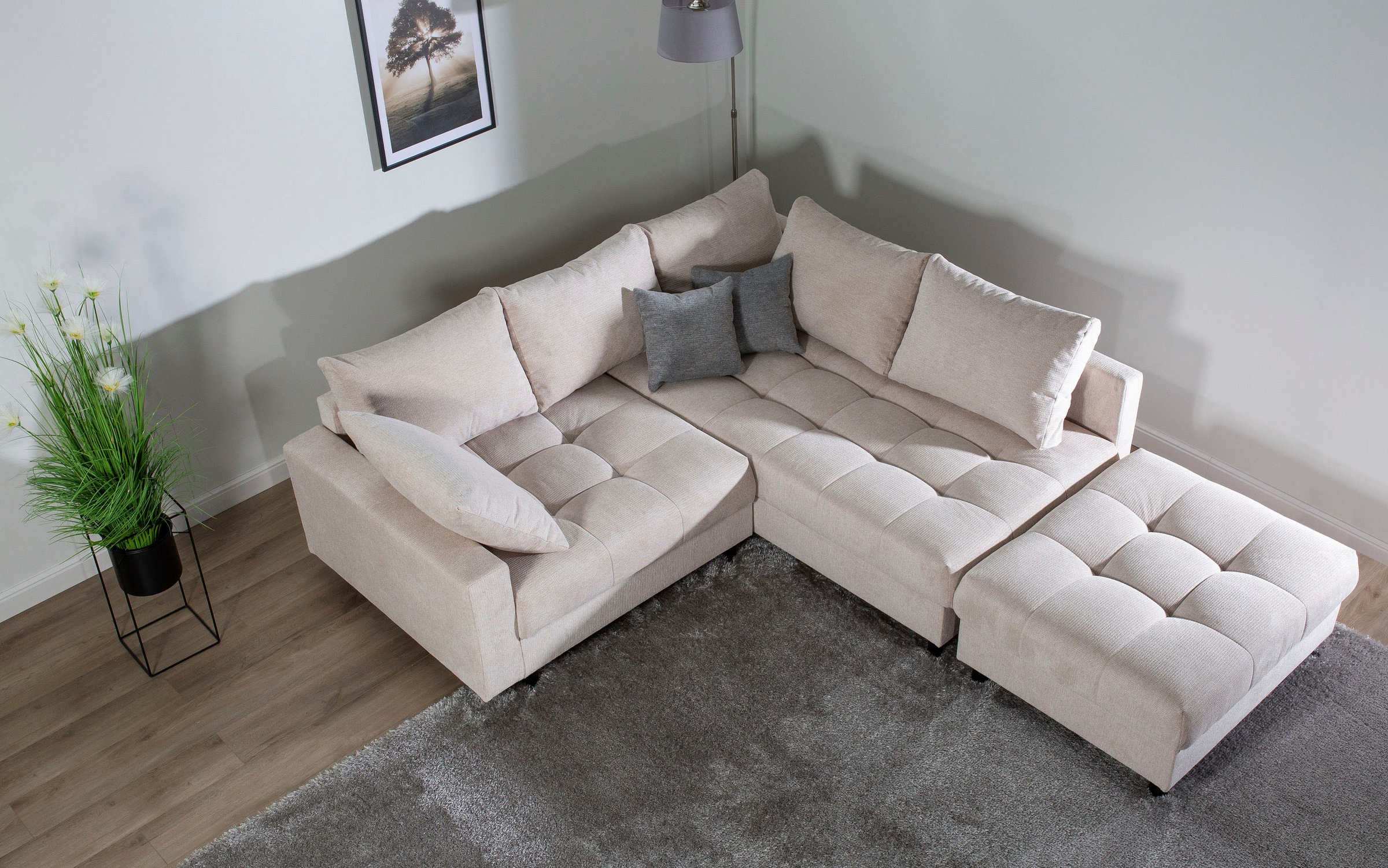 Home affaire Ecksofa »Toni L-Form«, Ottomane beidseitig montierbar, Federkern-Polsterung