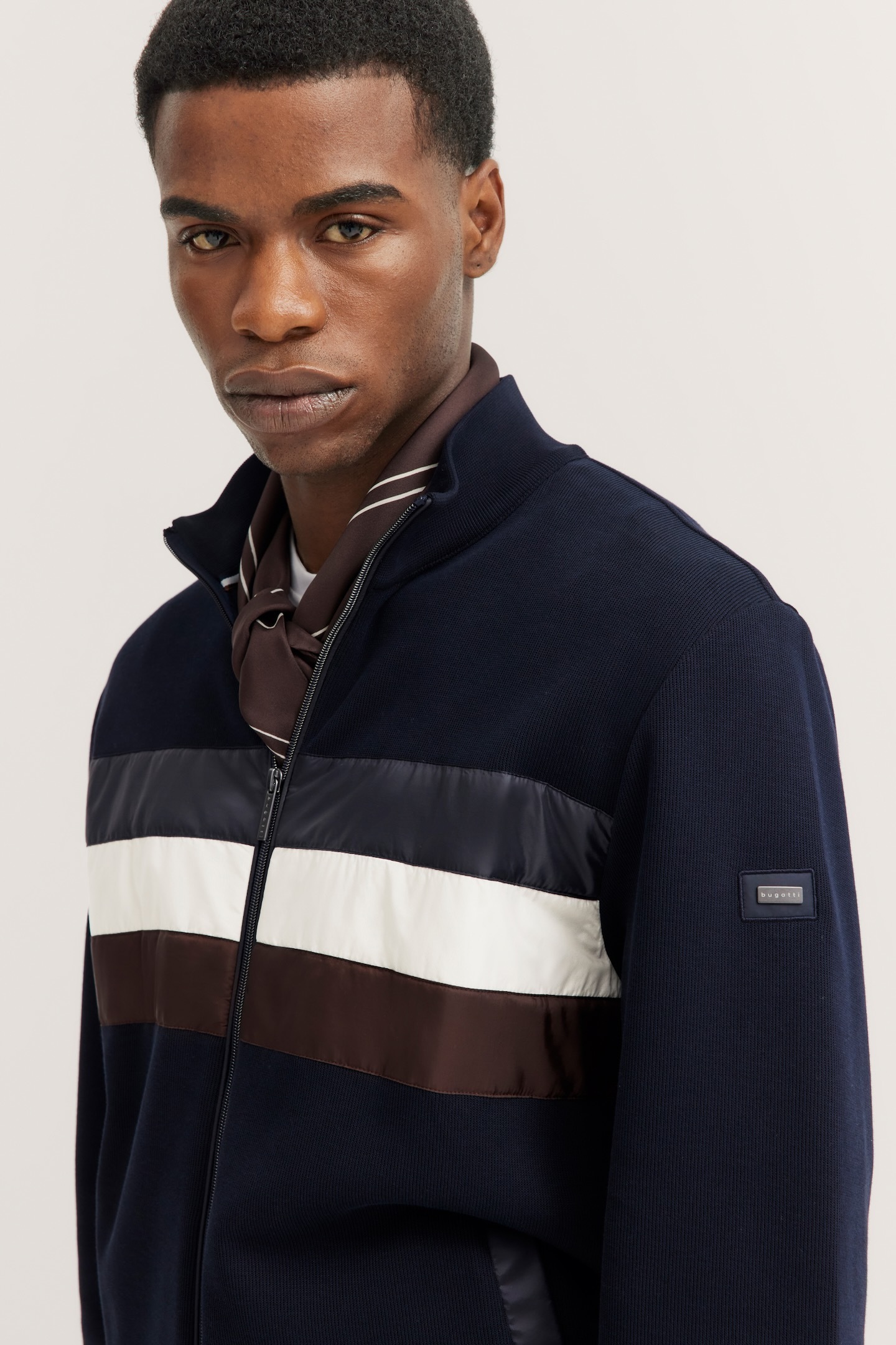 bugatti Sweatjacke, mit Reissverschluss und Stehkragen