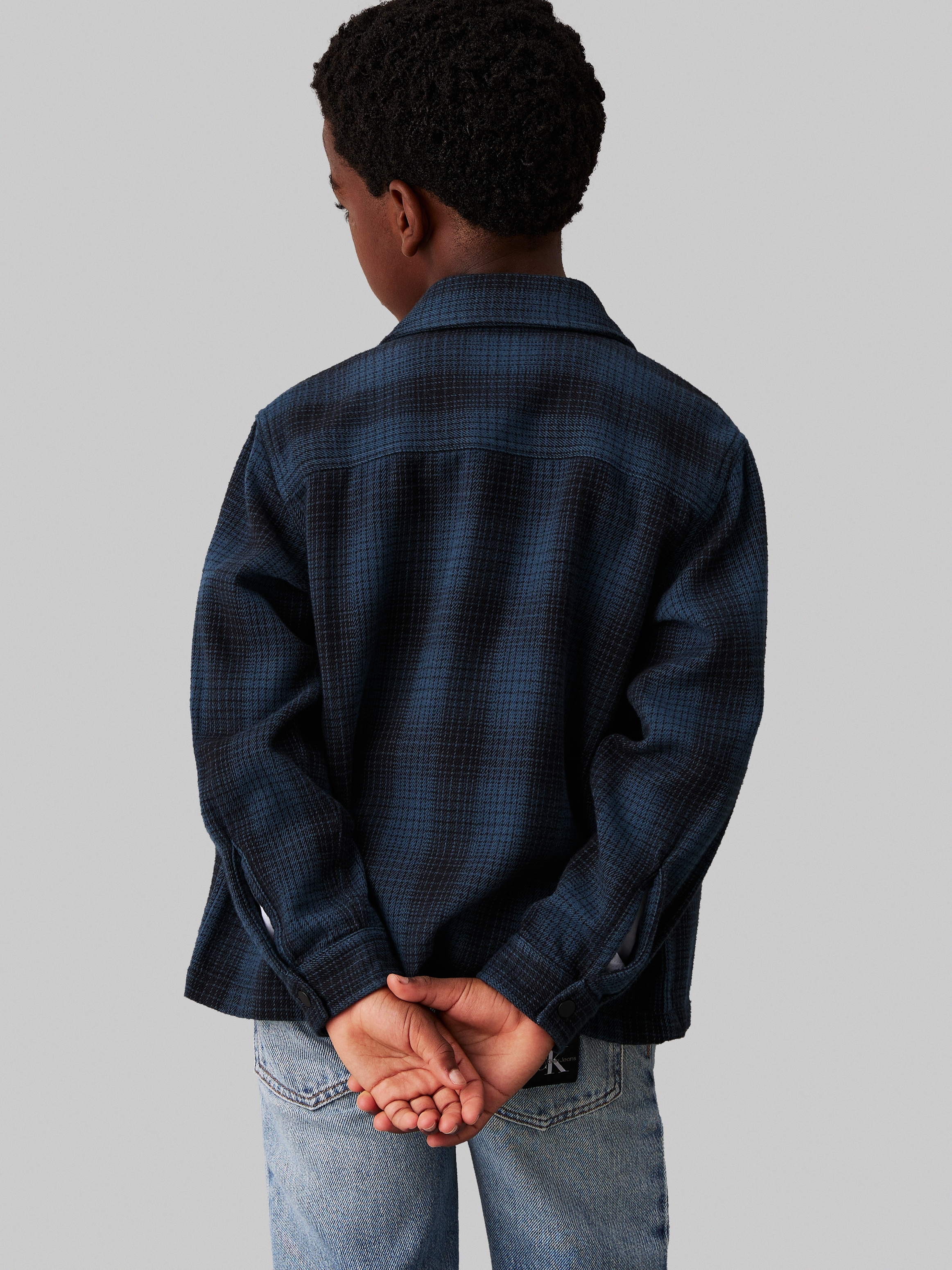 Calvin Klein Jeans Langarmhemd »Textured Checked Shirt«, für Kinder bis 16 Jahre und mit Logopatch