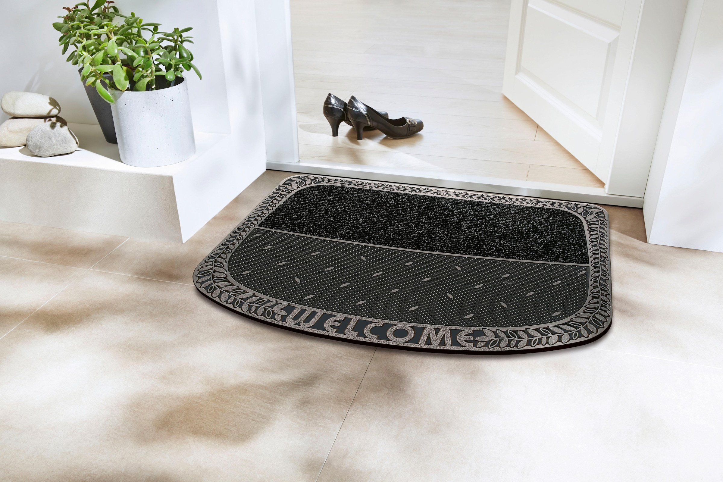 Home2Fashion Fussmatte »TC Clean Tendri, Welcome«, rechteckig, 8 mm Höhe, Schmutzfangmatte, mit Spruch, robust, In- und Outdoor geeignet