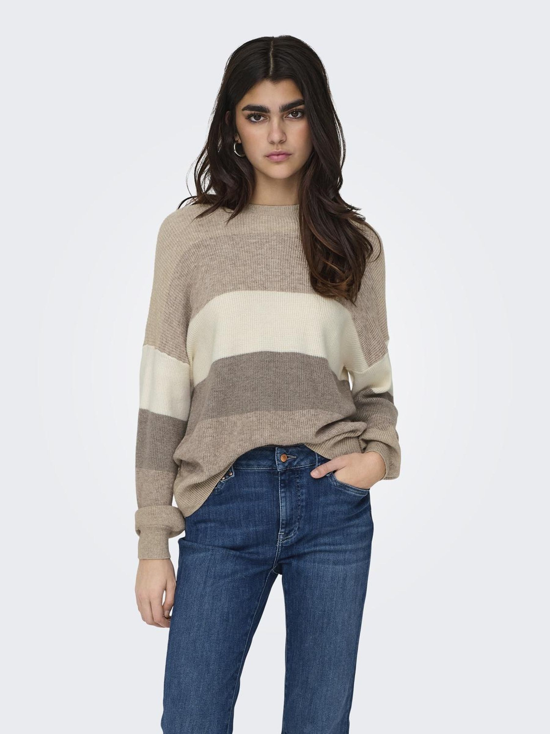 ONLY Strickpullover »ONLATIA L/S STRIPE PULLOVER KNT NOOS« mit Colorblock Design