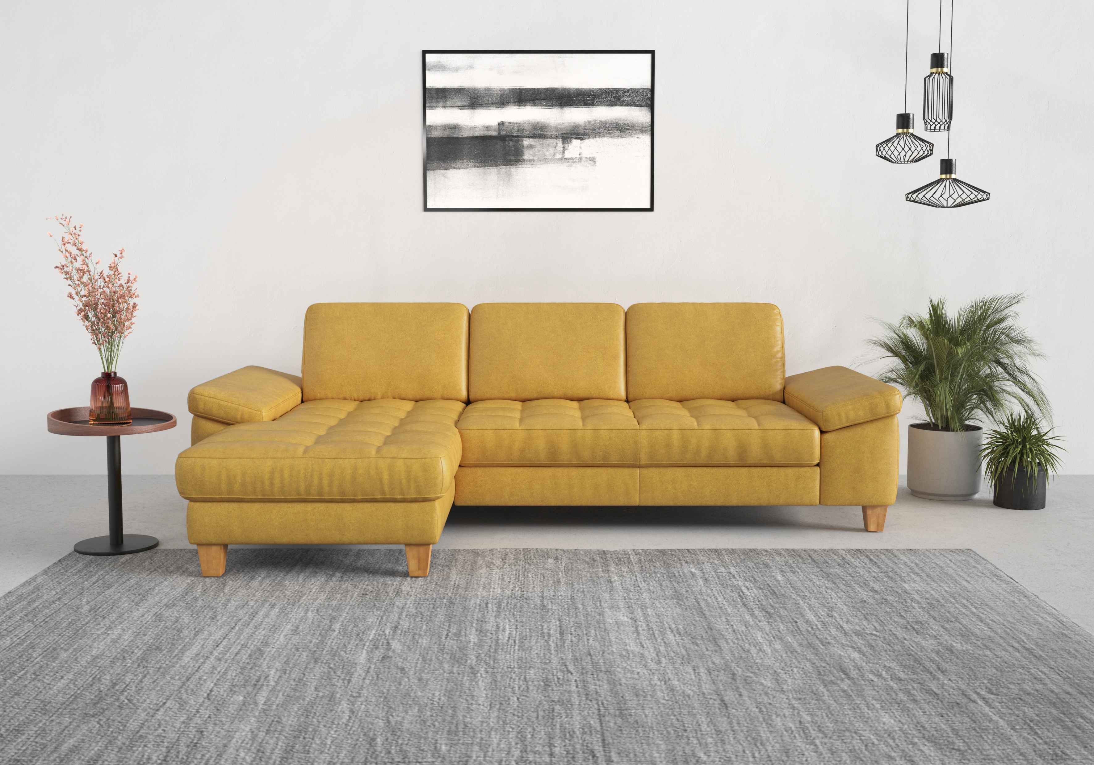 sit&more Ecksofa "Westham L-Form" mit Recamiere, mit oder ohne Bettfunktion, Bettkasten, Füsse Eiche