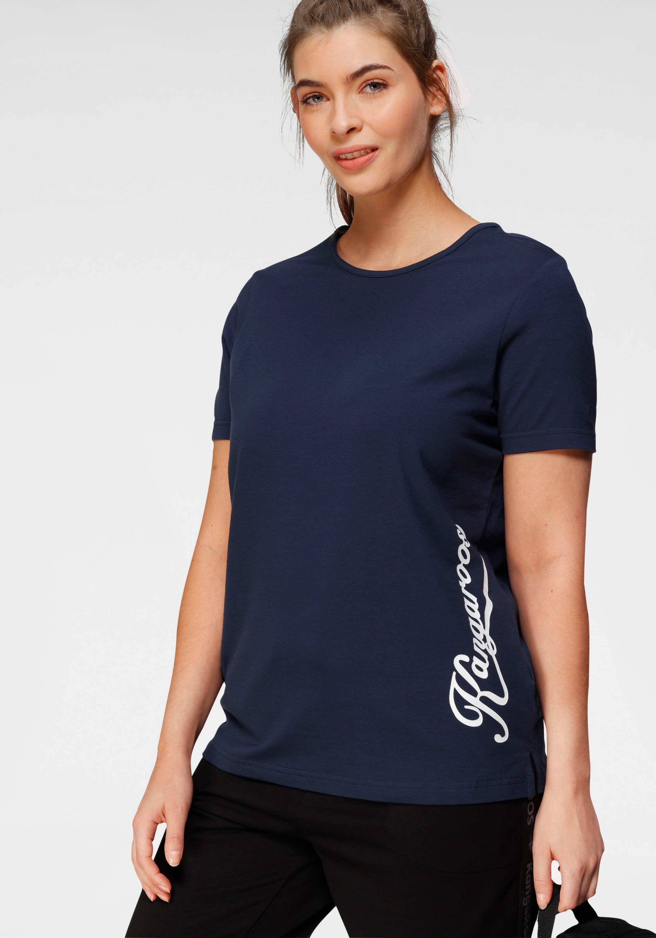 KangaROOS T-Shirt, Kurzarm, figurumspielend, unifarben, Rundhalsausschnitt, casual