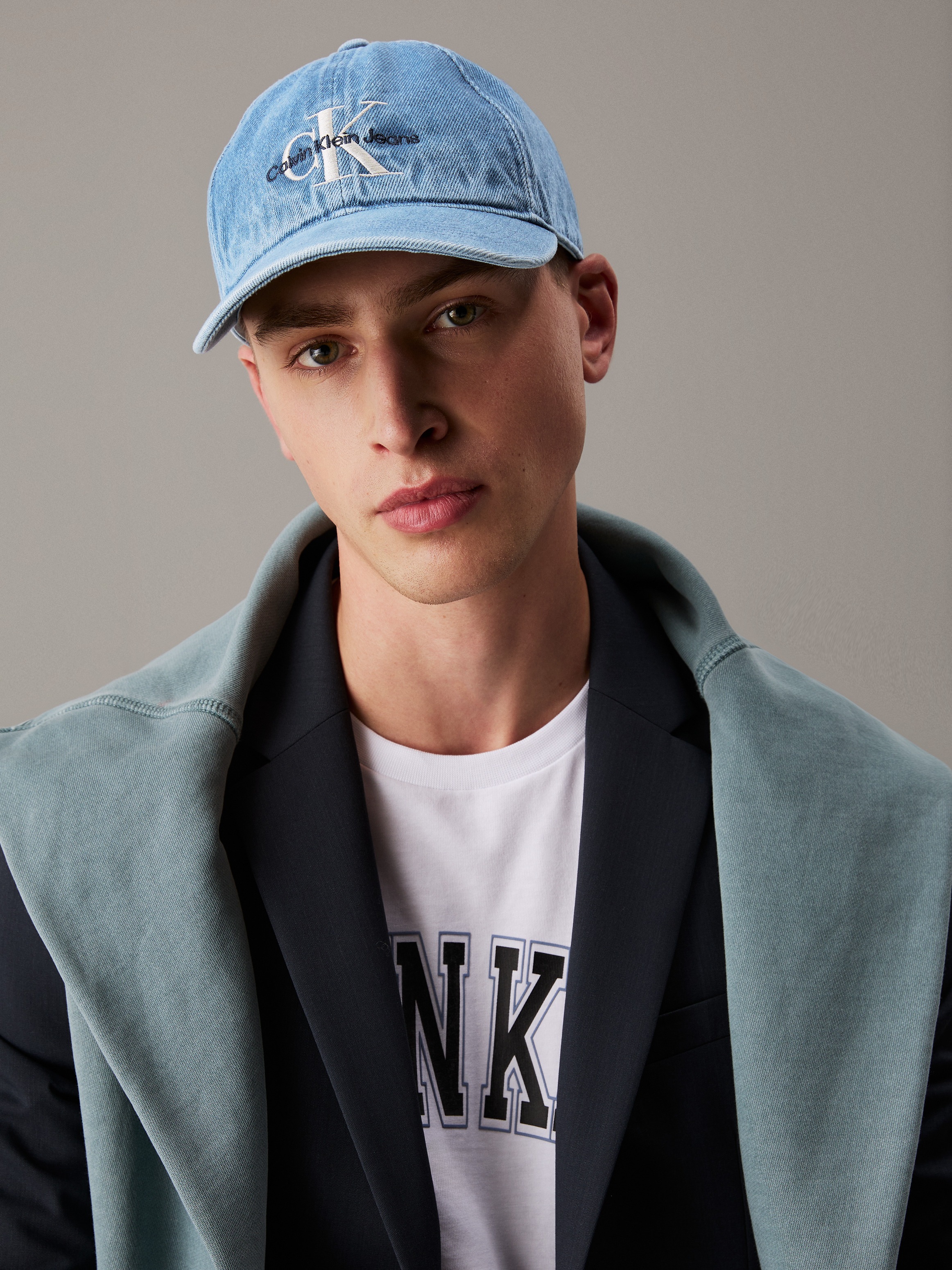 Calvin Klein Jeans, Herren, »6 PANEL MONO LOGO BB CAP« in gewaschener Optik, vintage denim, Einheitsgröße, Baseball Cap von CALVIN KLEIN
