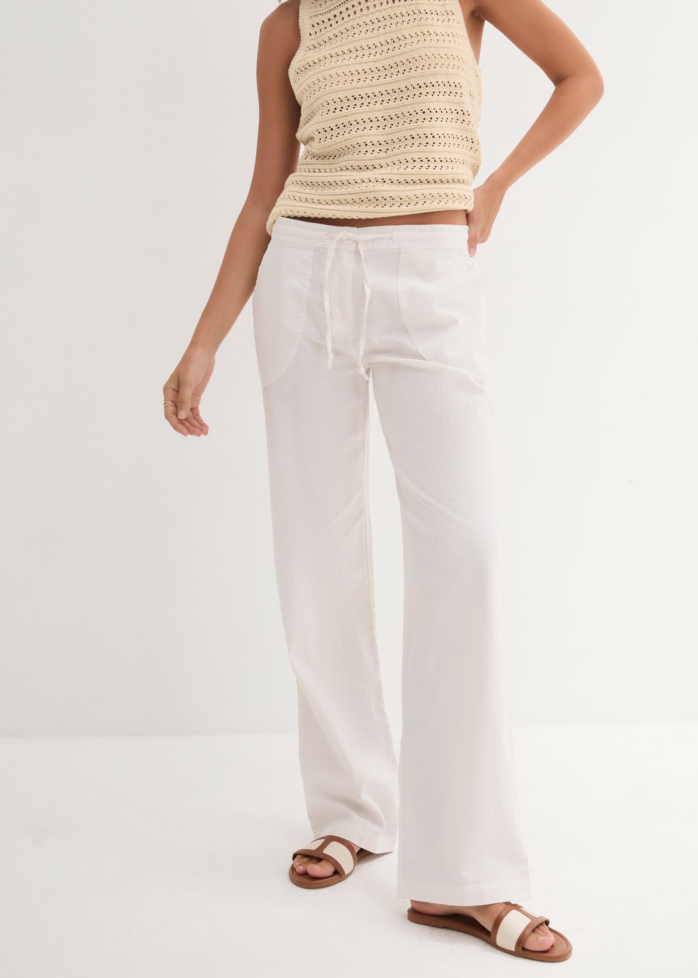 bonprix Leinenhose mit Kordelzug und grossen Taschen