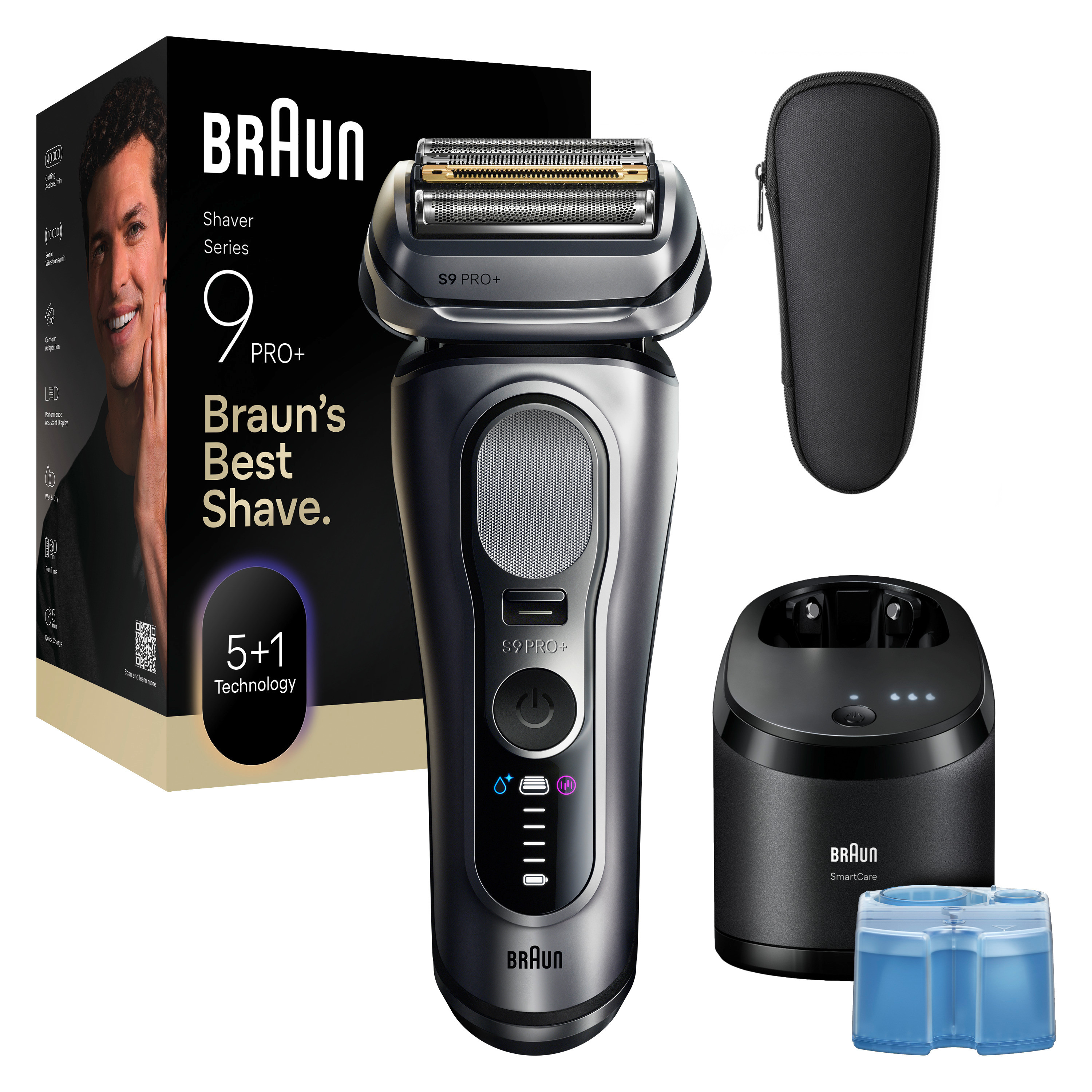 Braun Elektrorasierer "Series 9 9667cc" Smart Care Center integrierter Präzisionstrimmer Pro-SensoAdapt, SmartCare Center, 5+1 ultradünne Präzisionsklingen