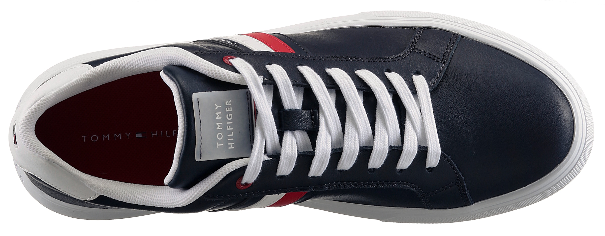 Tommy Hilfiger Sneaker »ESSENTIAL LEATHER CUPSOLE«, mit typischen Streifen, Freizeitschuh, Halbschuh, Schnürschuh
