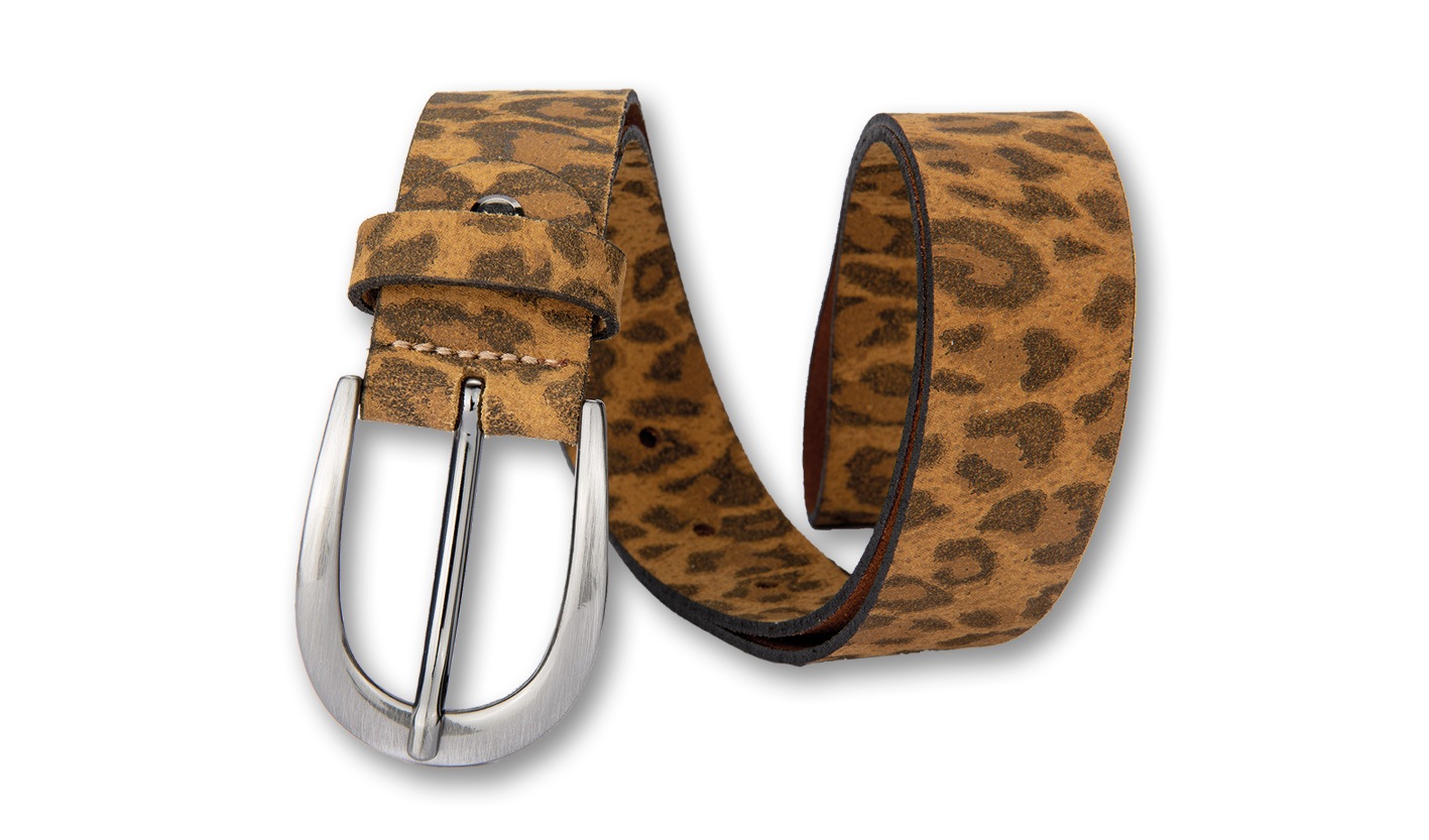 BERND GÖTZ Ledergürtel mit Leopardenlook