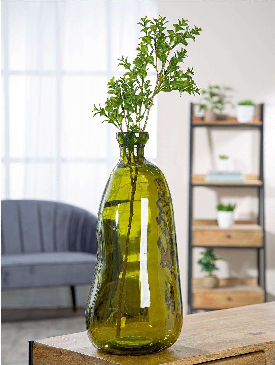 GILDE Bodenvase "Bodenvase bauchig; organisch Organical grün H. 51 cm"