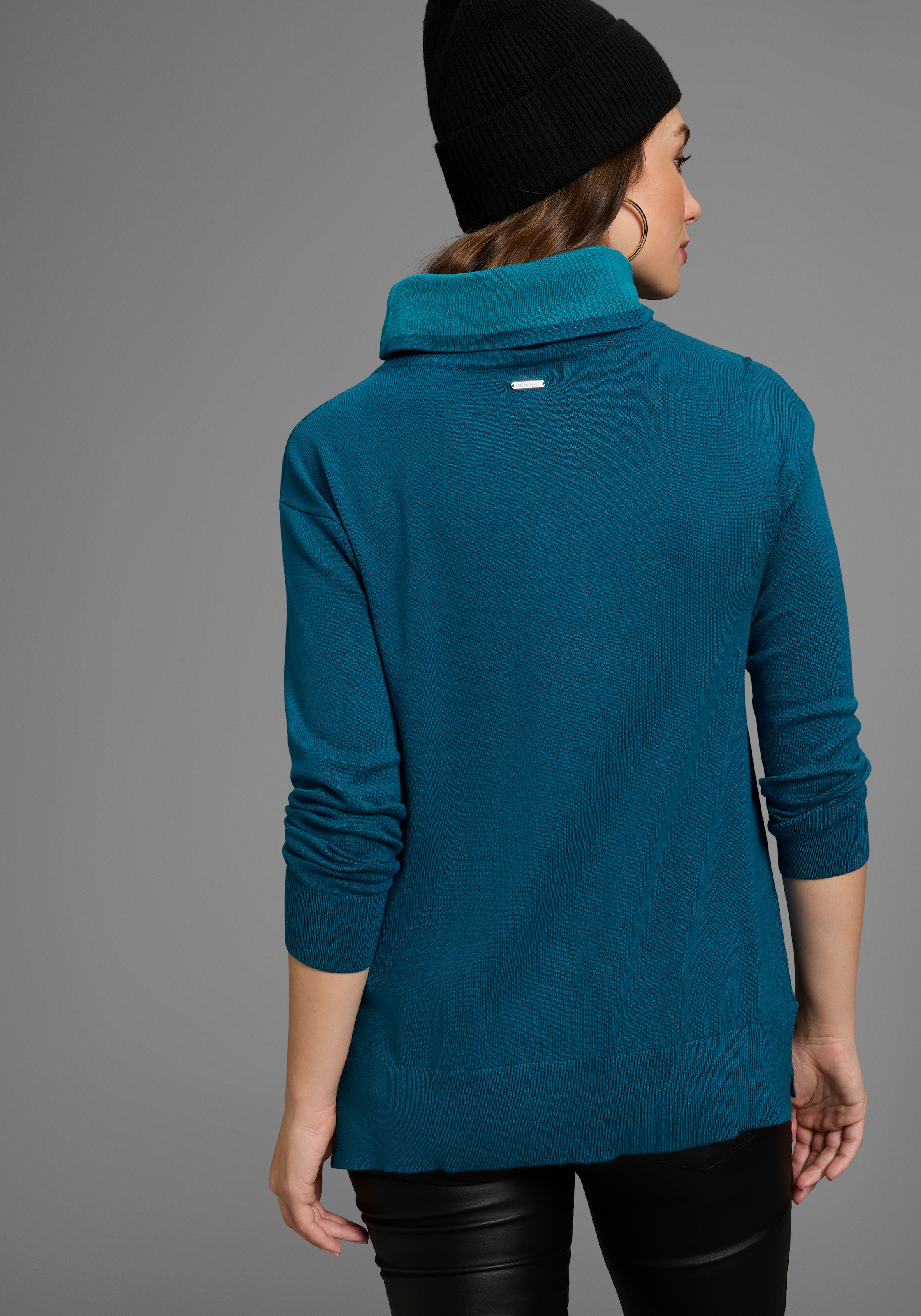 Laura Scott Schalkragenpullover, mit Bindeband