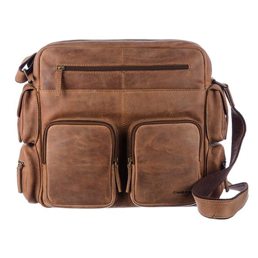 GreenLand Nature Messenger Bag »Montenegro«, aus echtem Leder mit praktischen Vortaschen