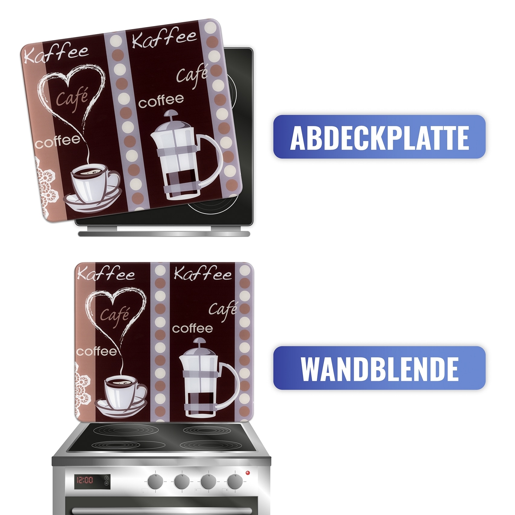 Maximex Schneide- und Abdeckplatte »Modell Kaffeeduft«, Spritzschutz, Herdblende, Schneidbrett, für Glaskeramik-Kochfelder