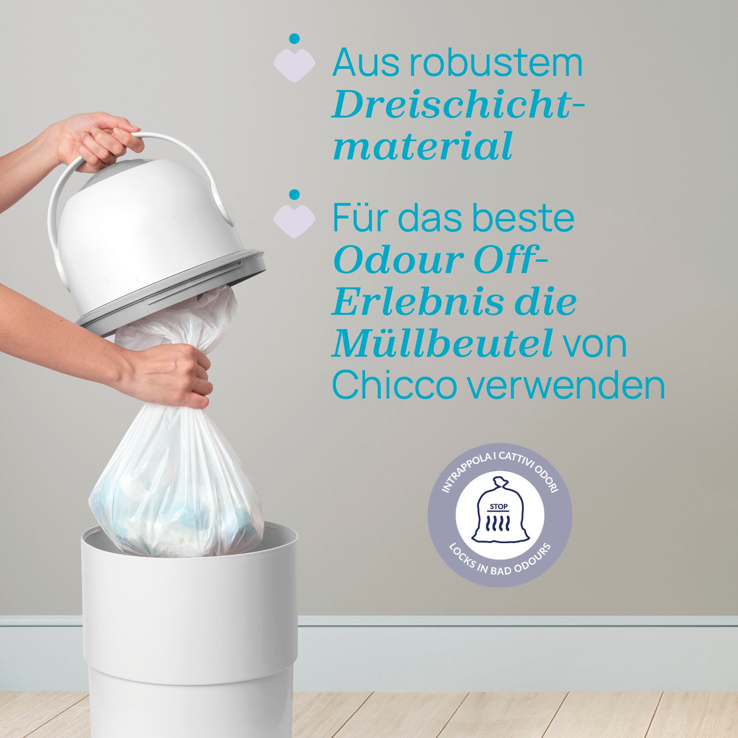 Chicco Windeleimer »Müllbeutel Odour Off 3x15 Stück«