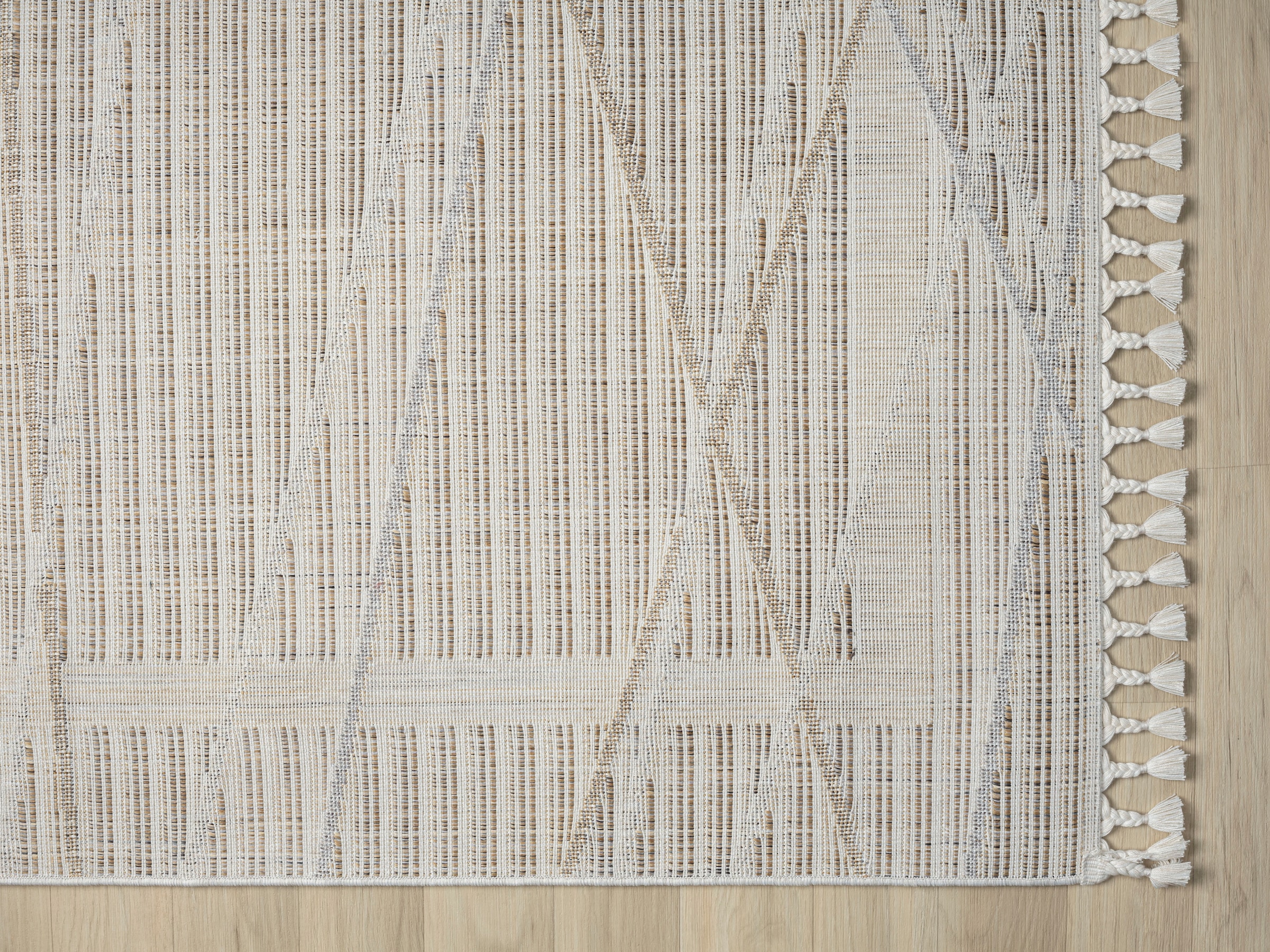 Myflair Möbel & Accessoires Teppich »Luana 1 Lagerräumung«, rechteckig, 10 mm Höhe, Kurzflor, Sisal Optik, Hoch-Tief Effekt, mit Fransen, besonders weich