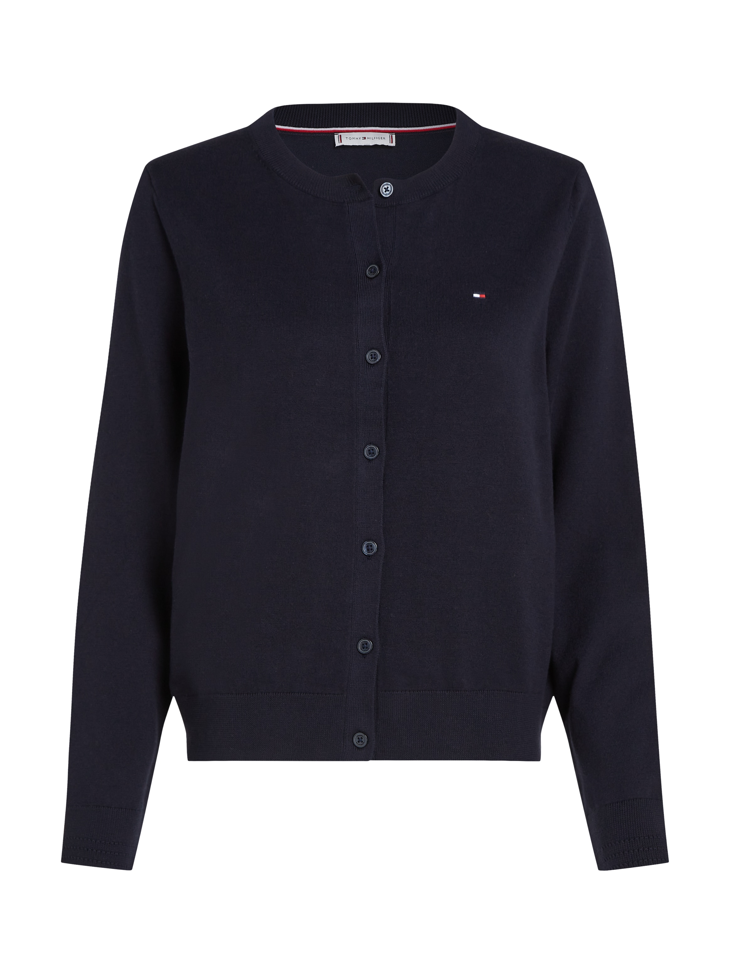 Tommy Hilfiger Cardigan »CO JERSEY STITCH CARDIGAN«, mit Logostickerei