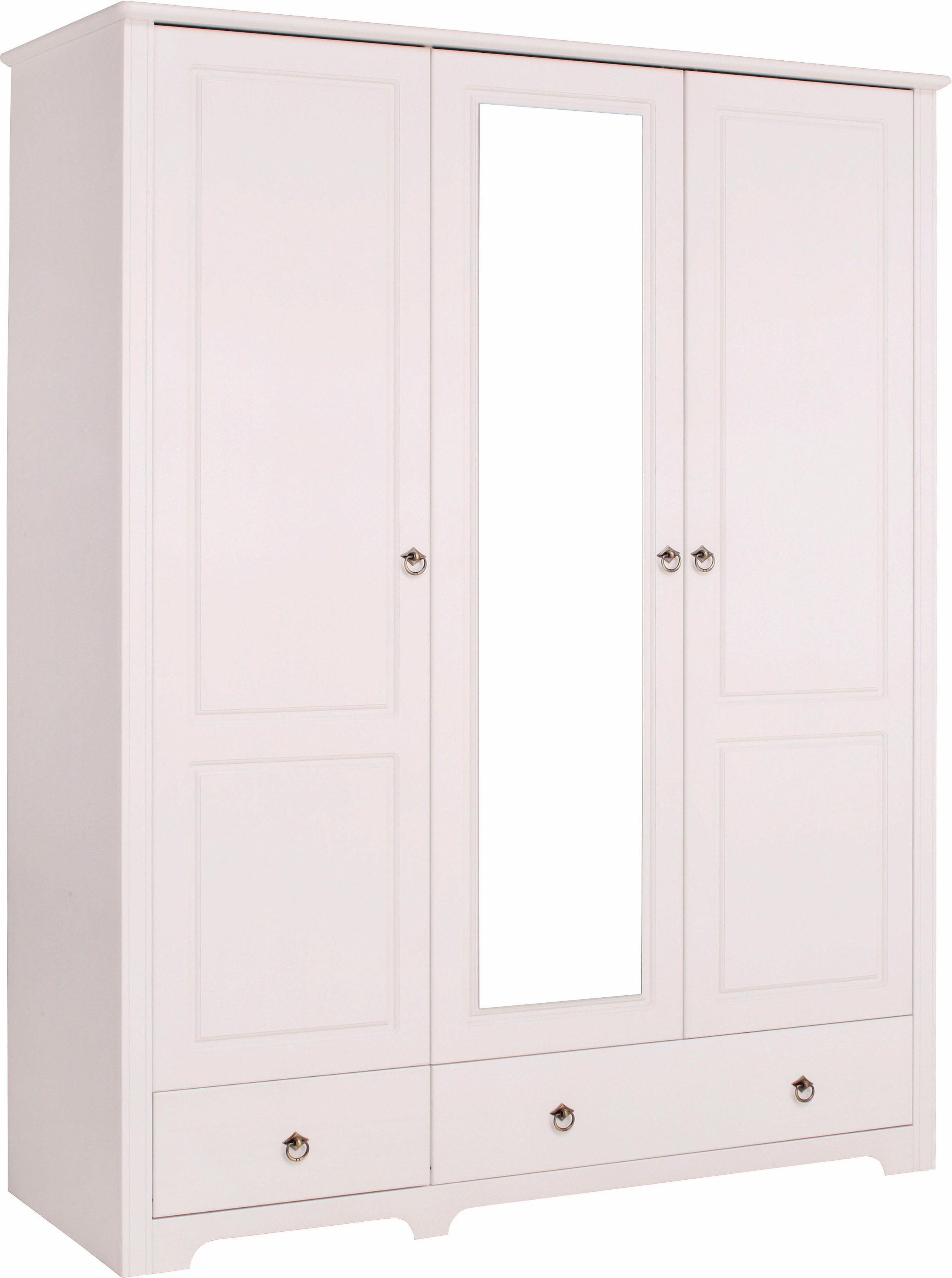 Home affaire Kleiderschrank »Hugo«, (3 Breiten: 106/200/245 cm H/T ca. 190/58 cm), aus massiver Kiefer im Landhausstil, mit Spiegel