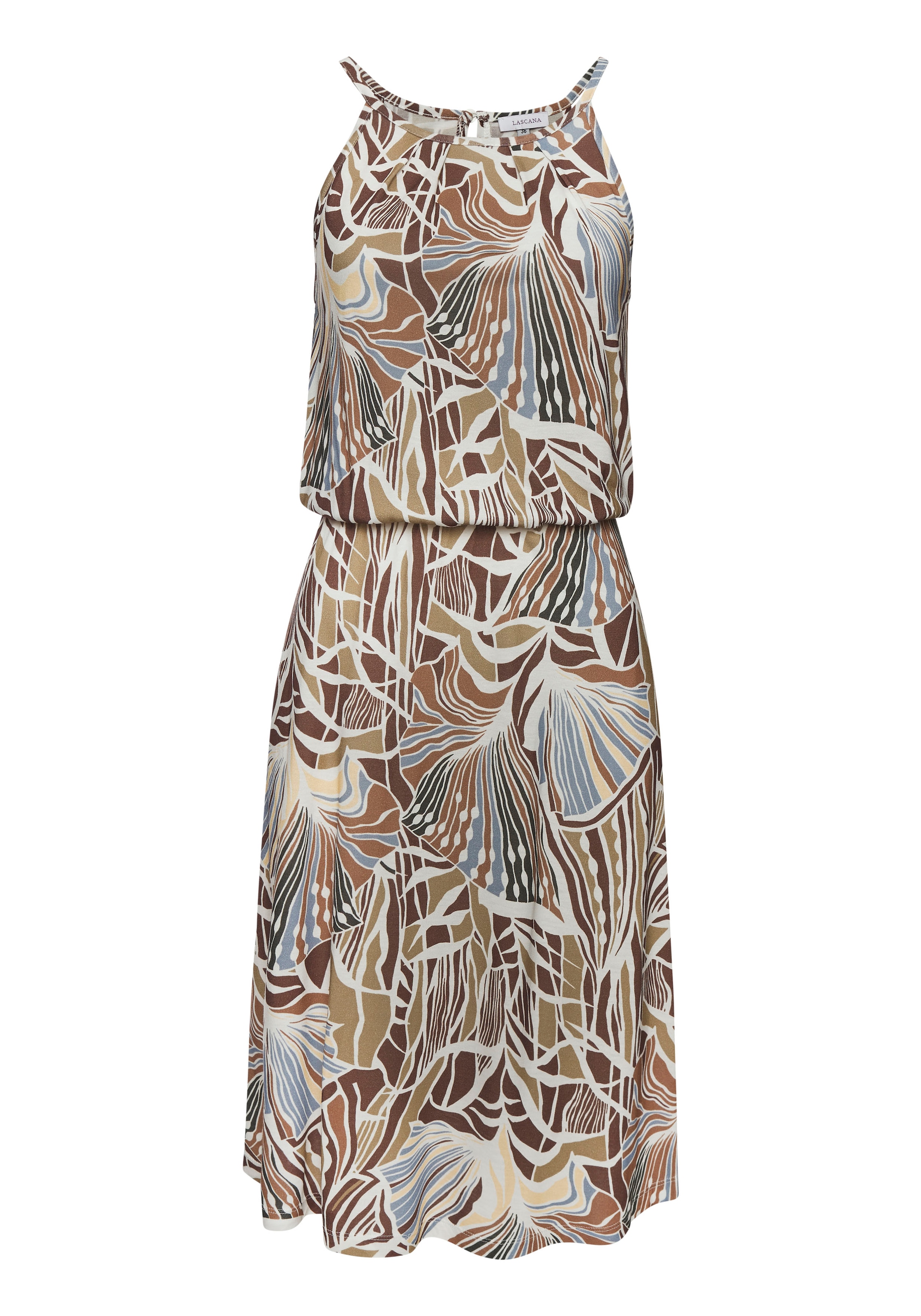 LASCANA Jerseykleid, mit Alloverdruck, kurzes Sommerkleid, Strandkleid