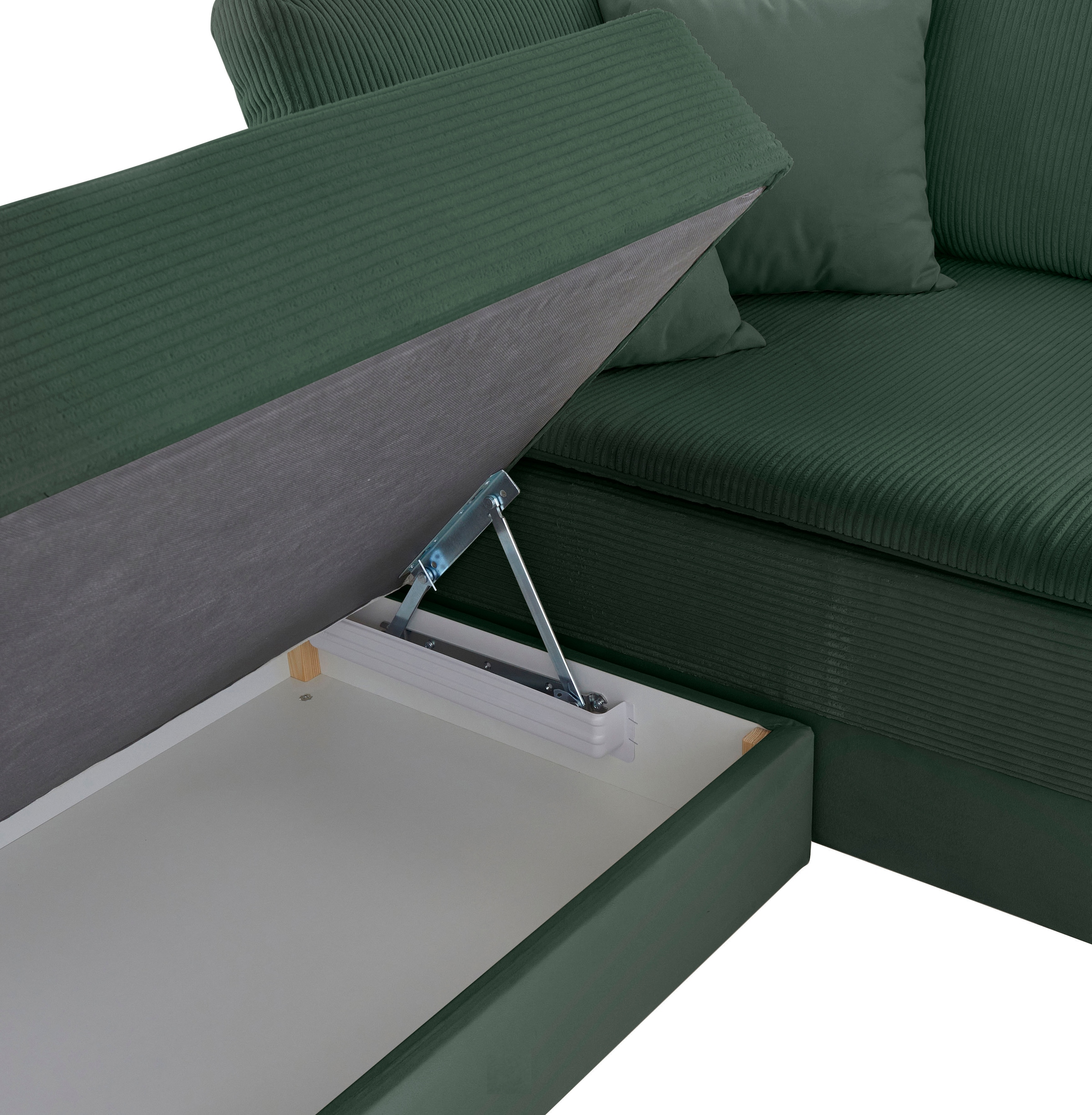 INOSIGN Ecksofa »Boxspringbett Night & Day L-Form mit Dauer-Schlaffunktion mit Armlehne«, mit Boxspring-Bettfunktion 180x200 cm und Bettkasten, Dauerschläfer!